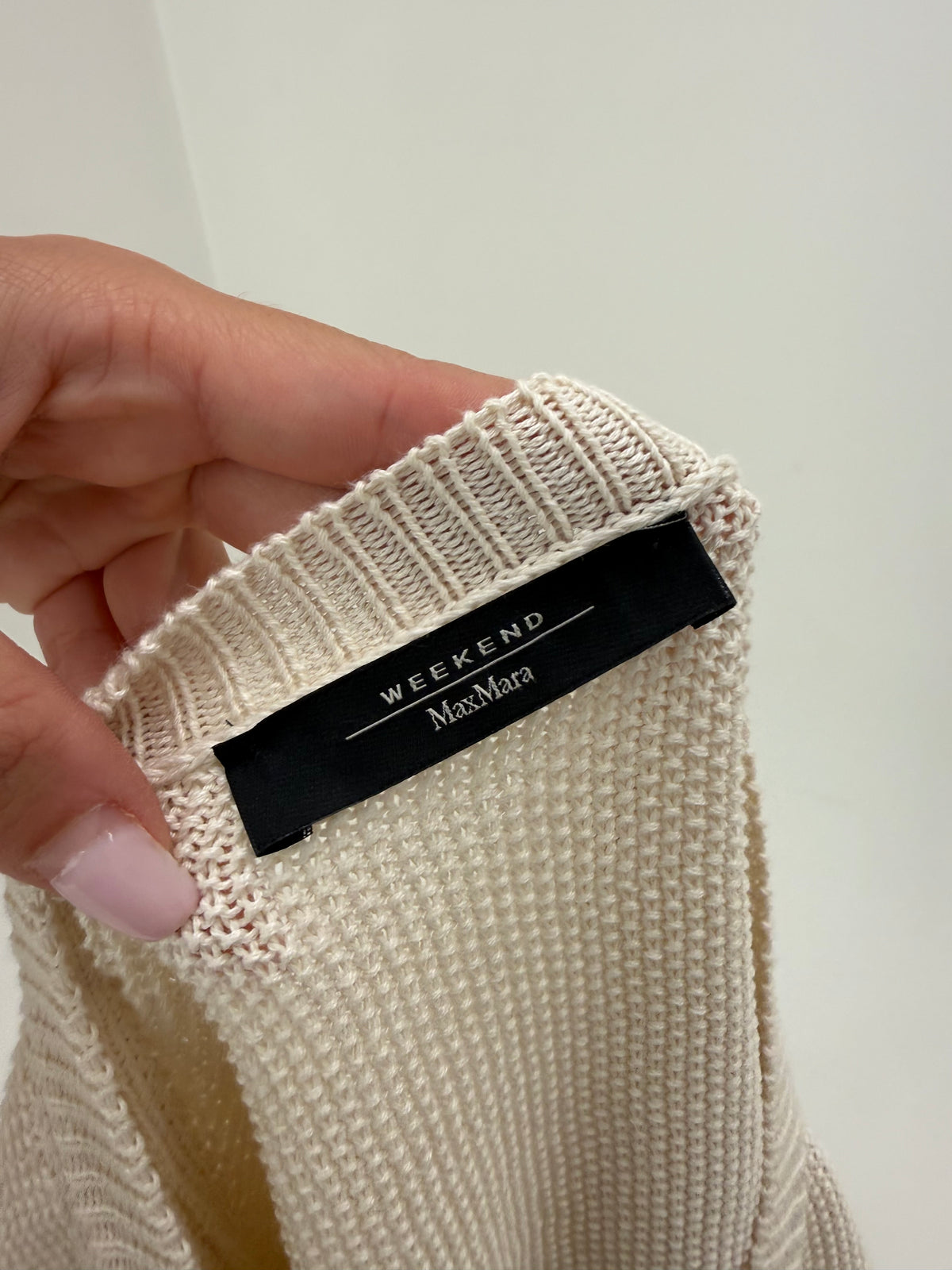 Pulover Max Mara din bumbac gros texturat butter white