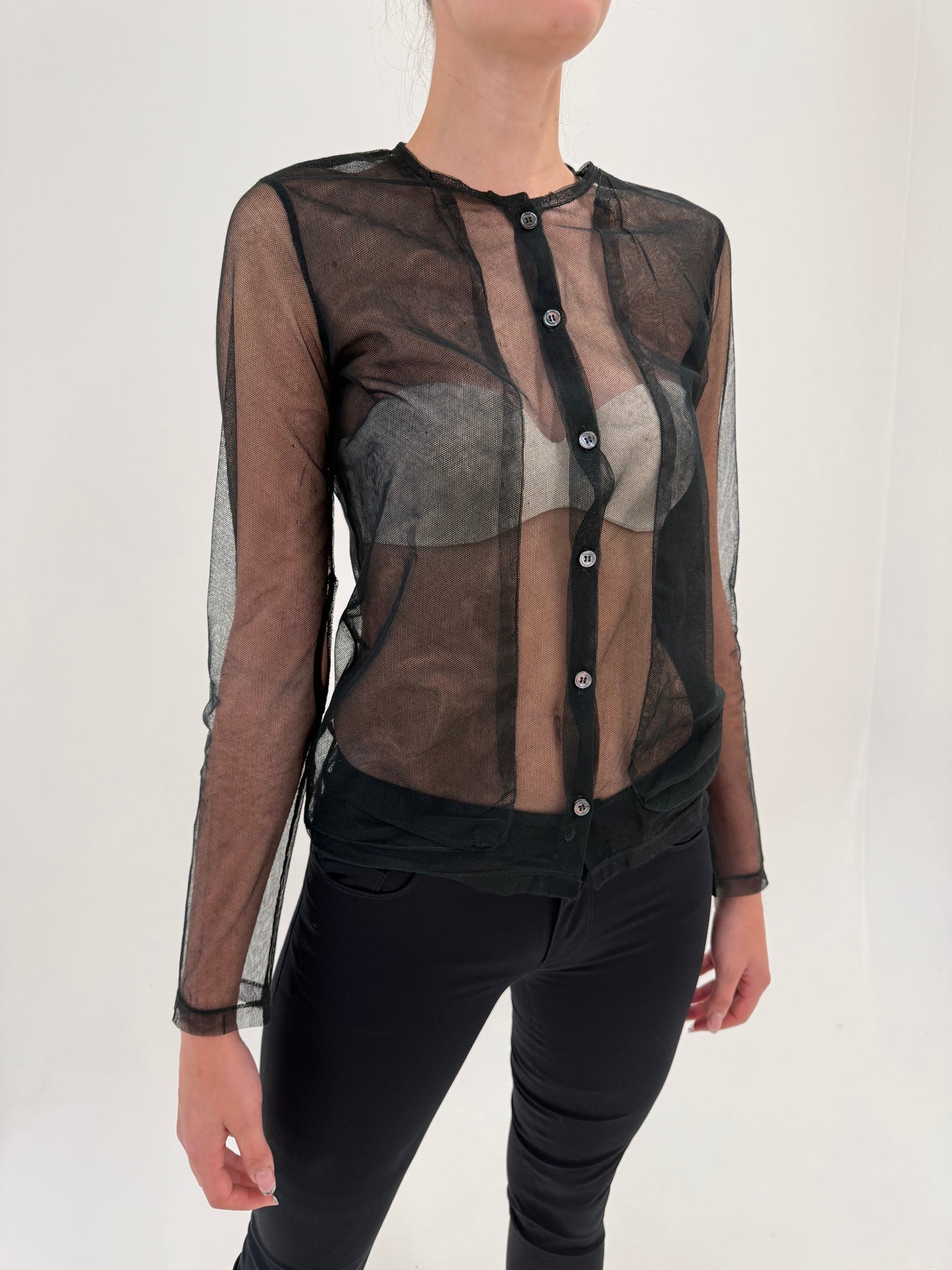 Mesh top Helmut Lang în croi minimalist specific brandului
