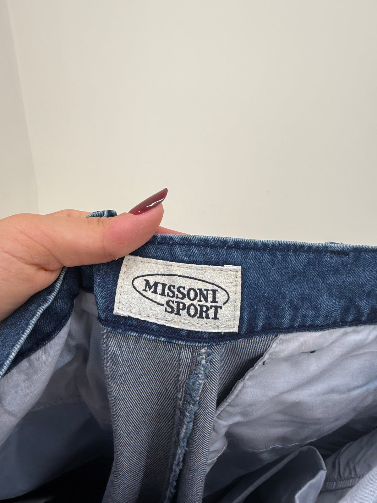 Jeans Missoni vintage din bumbac moale cu pense și talie ultra înaltă