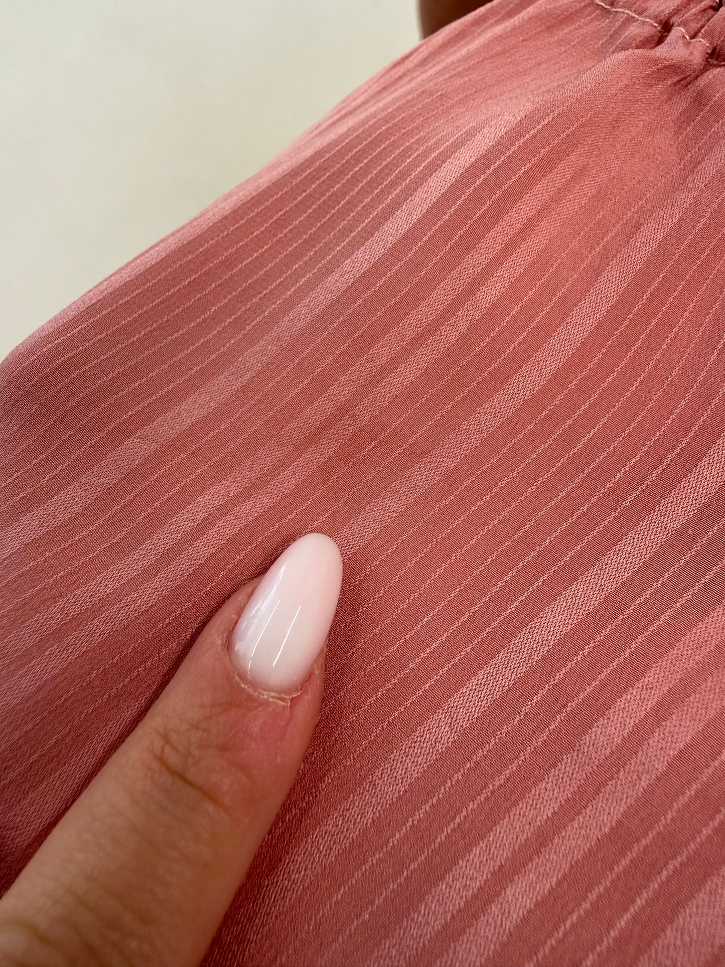 Rochie dusty Pink din mătase naturală cu talie ultra înaltă elastică