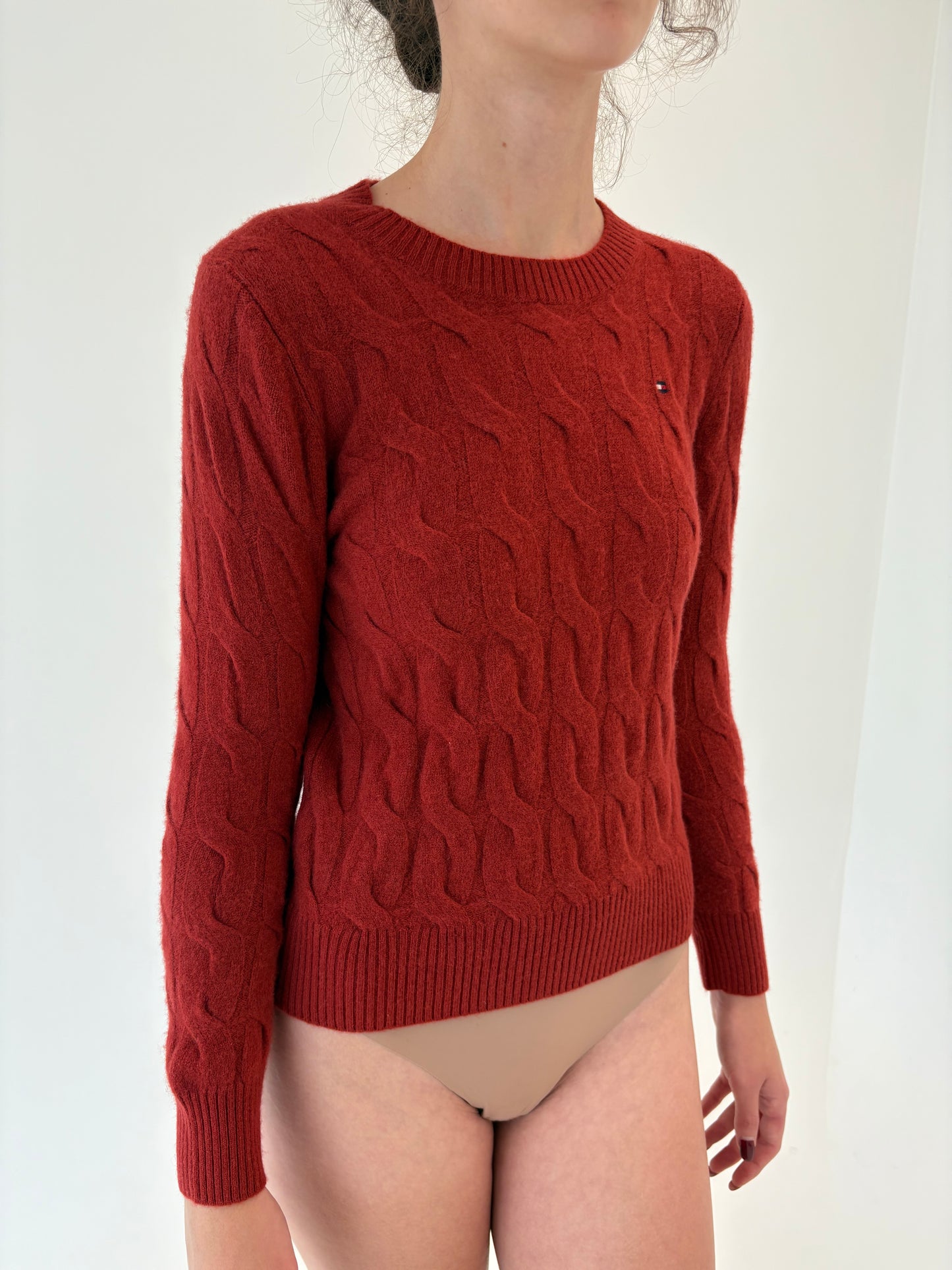 Pulover Tommy Hilfiger din lana extrafina de gramaj mare cu torsade