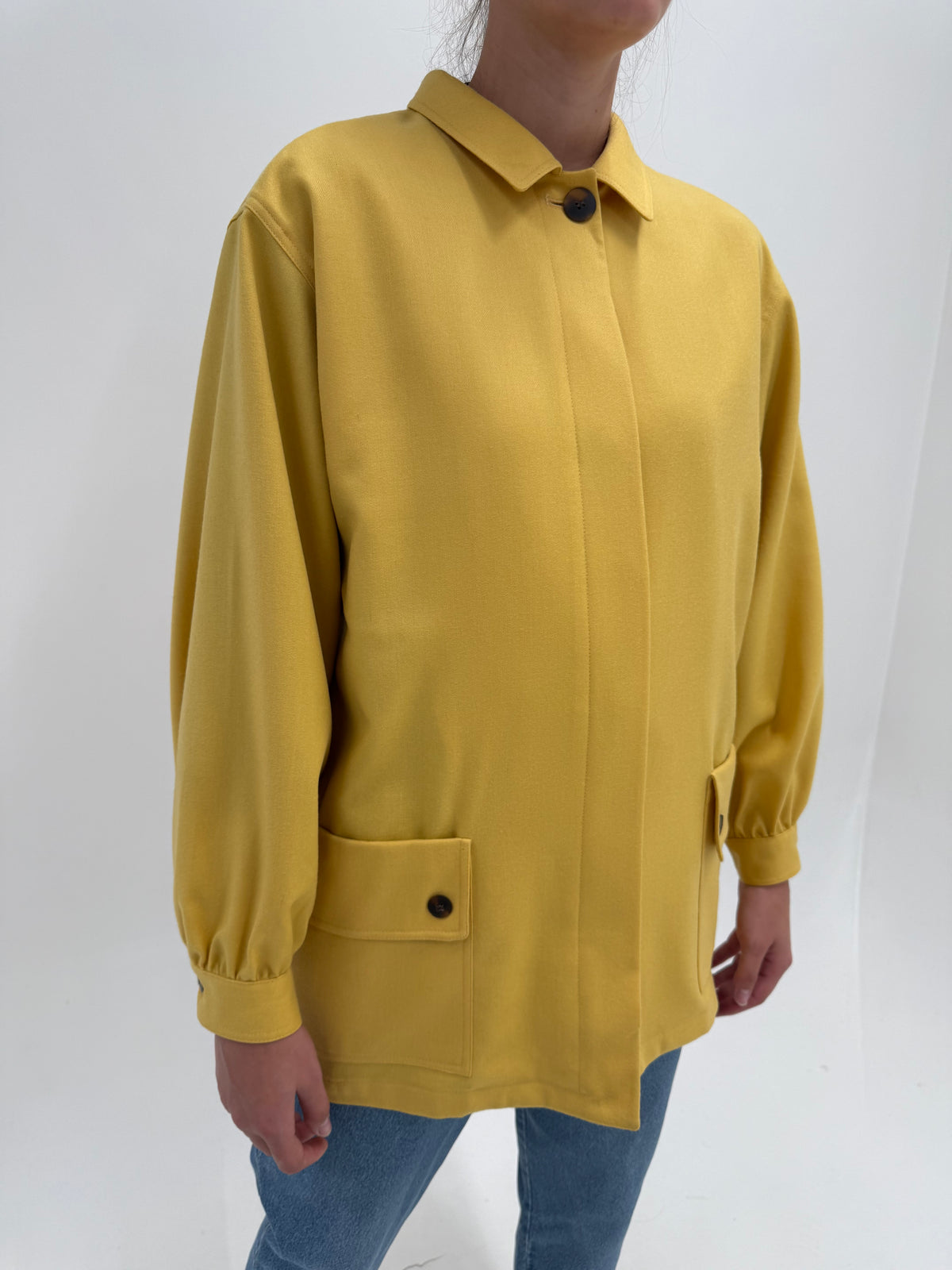 Jacheta vintage butter yellow italiană din lana excepțională extrafina