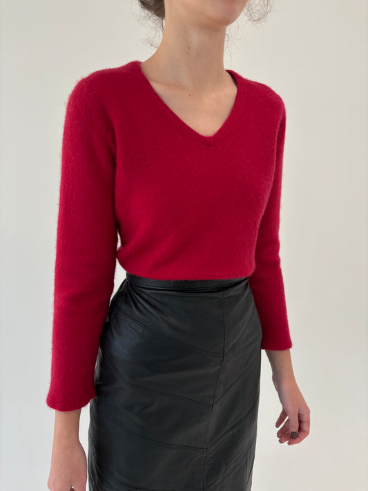 Pulover petite din cașmir multiply cherry red