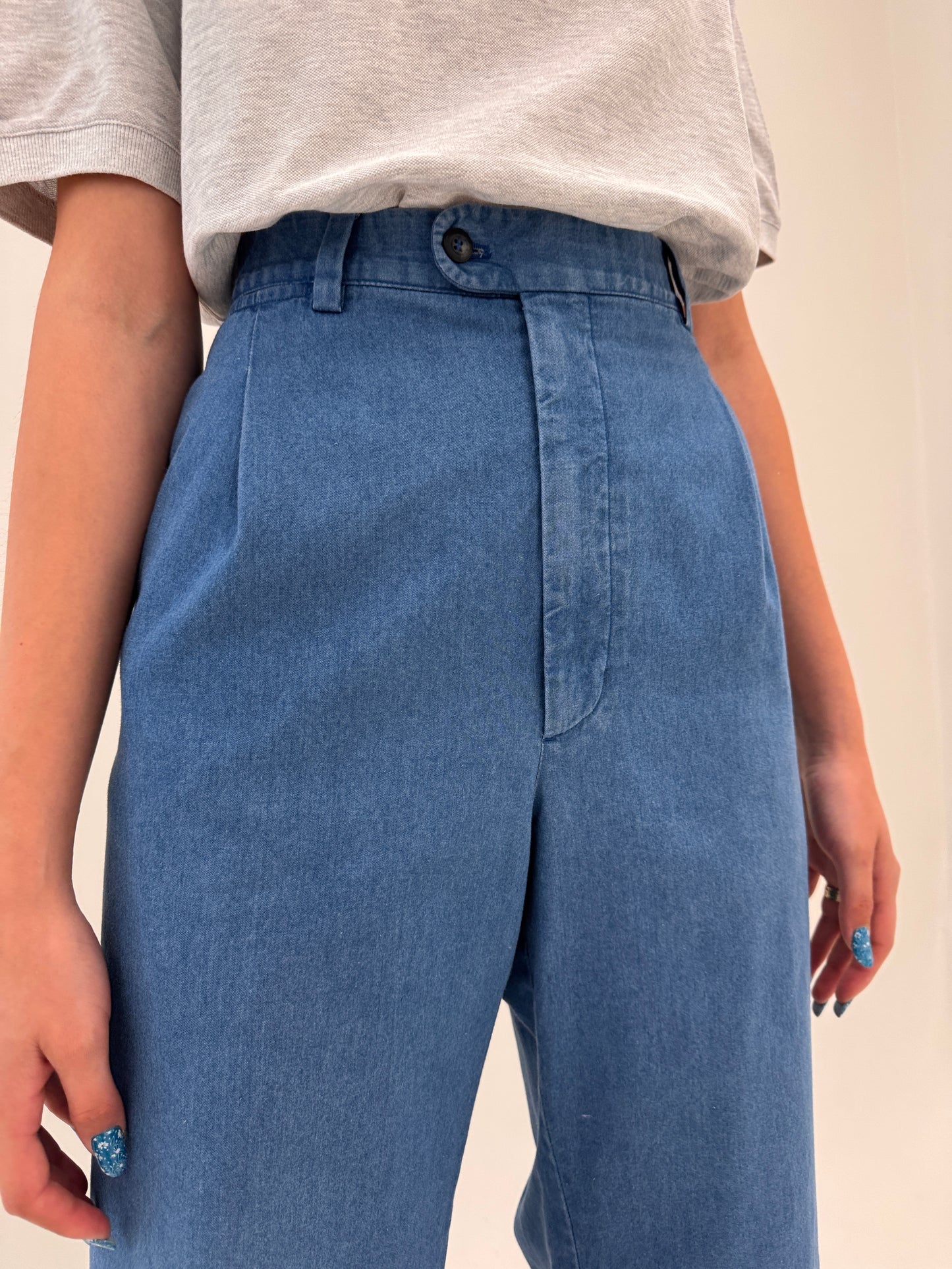 Jeans Burberry vintage ultra soft de vară cu pense și talie ultra înaltă
