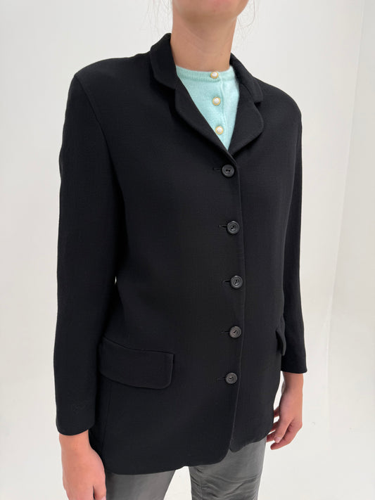 Sacou negru clasic din wool crepe excepțional