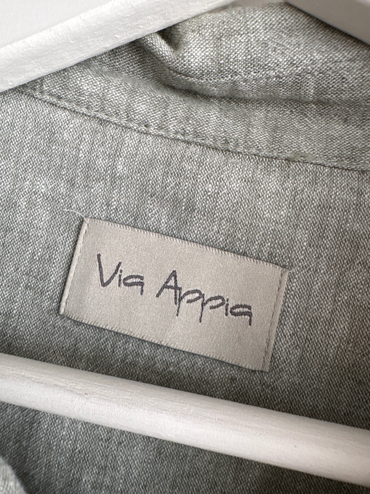 Rochie italiană din in premium silver gray melanj în croi clasic