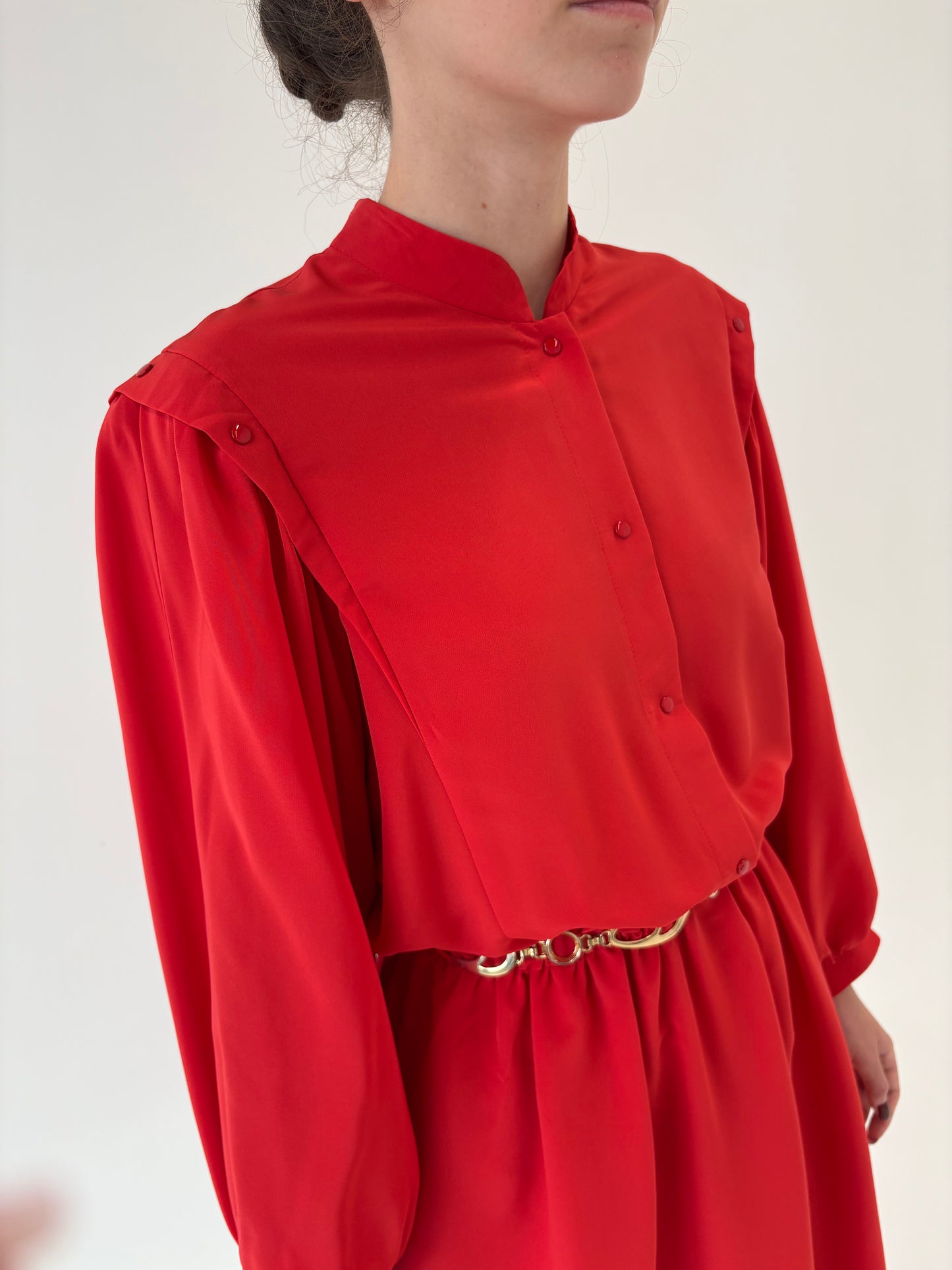 Rochie vintage cherry red cu talie marcată elastică
