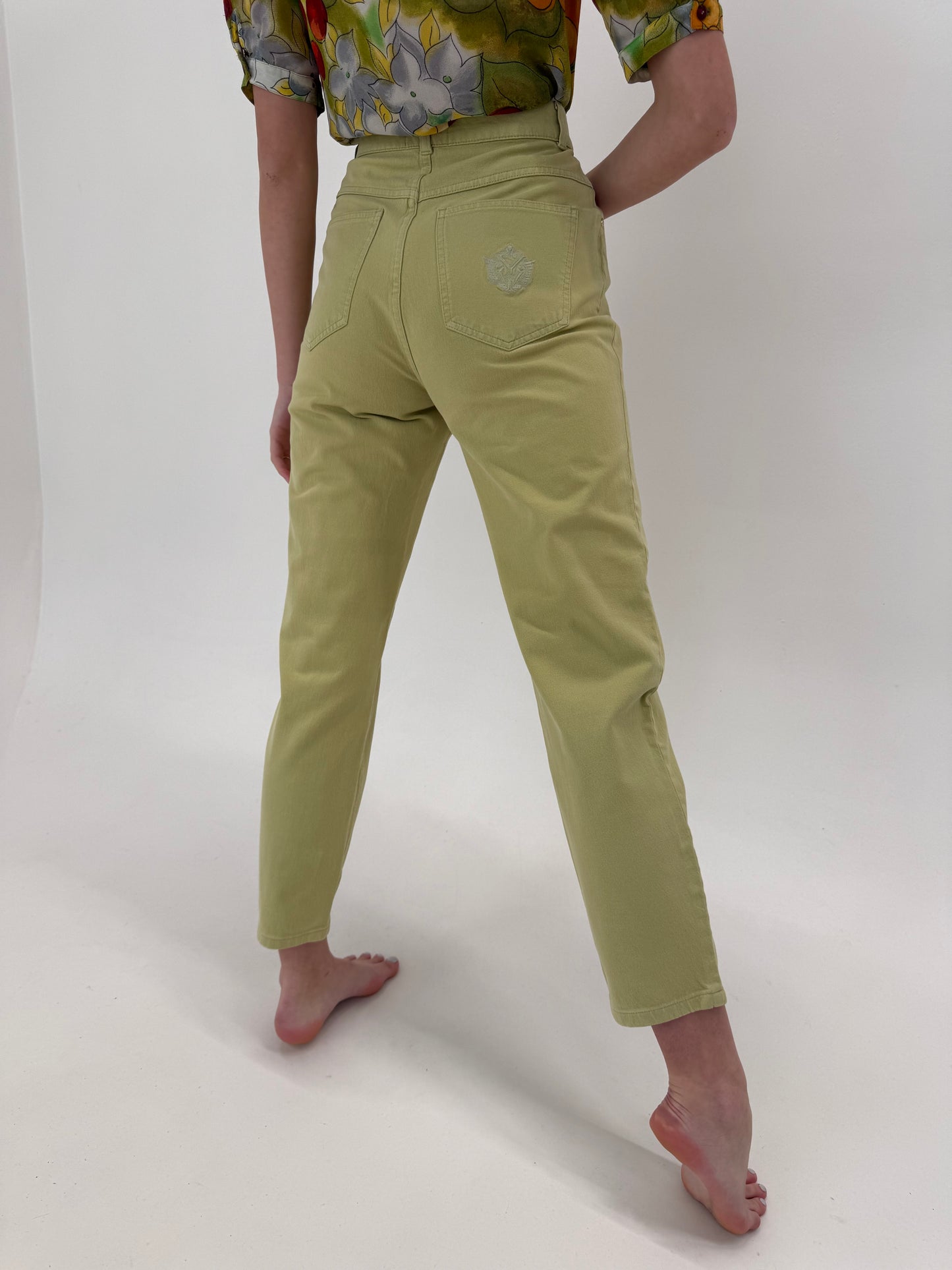 Jeans vintage ultra confort de vară cu talie ultra înaltă mom fit light Chartreuse