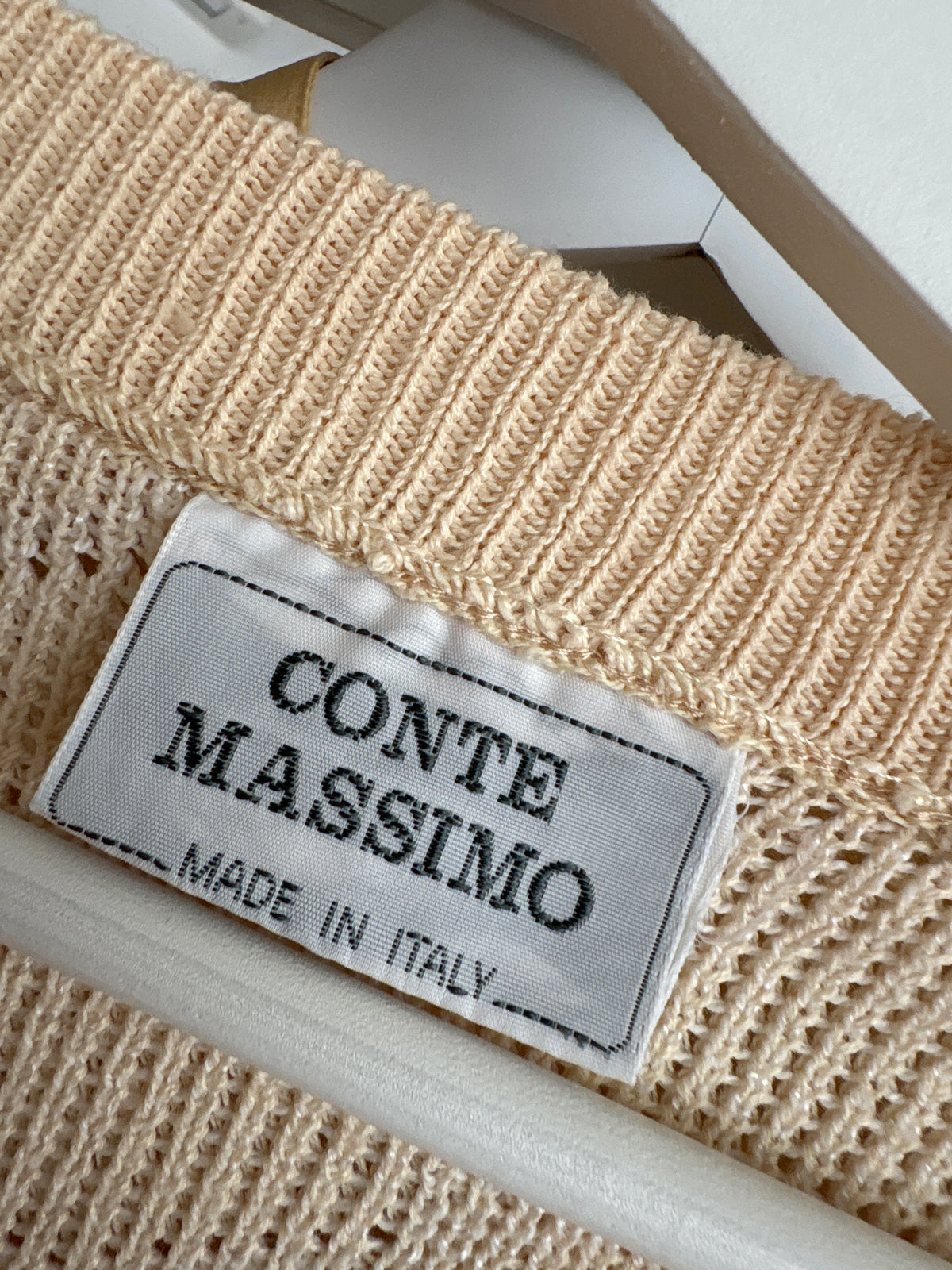 Cardigan vintage italian light camel din bumbac mercerizat exceptional de gramaj mare