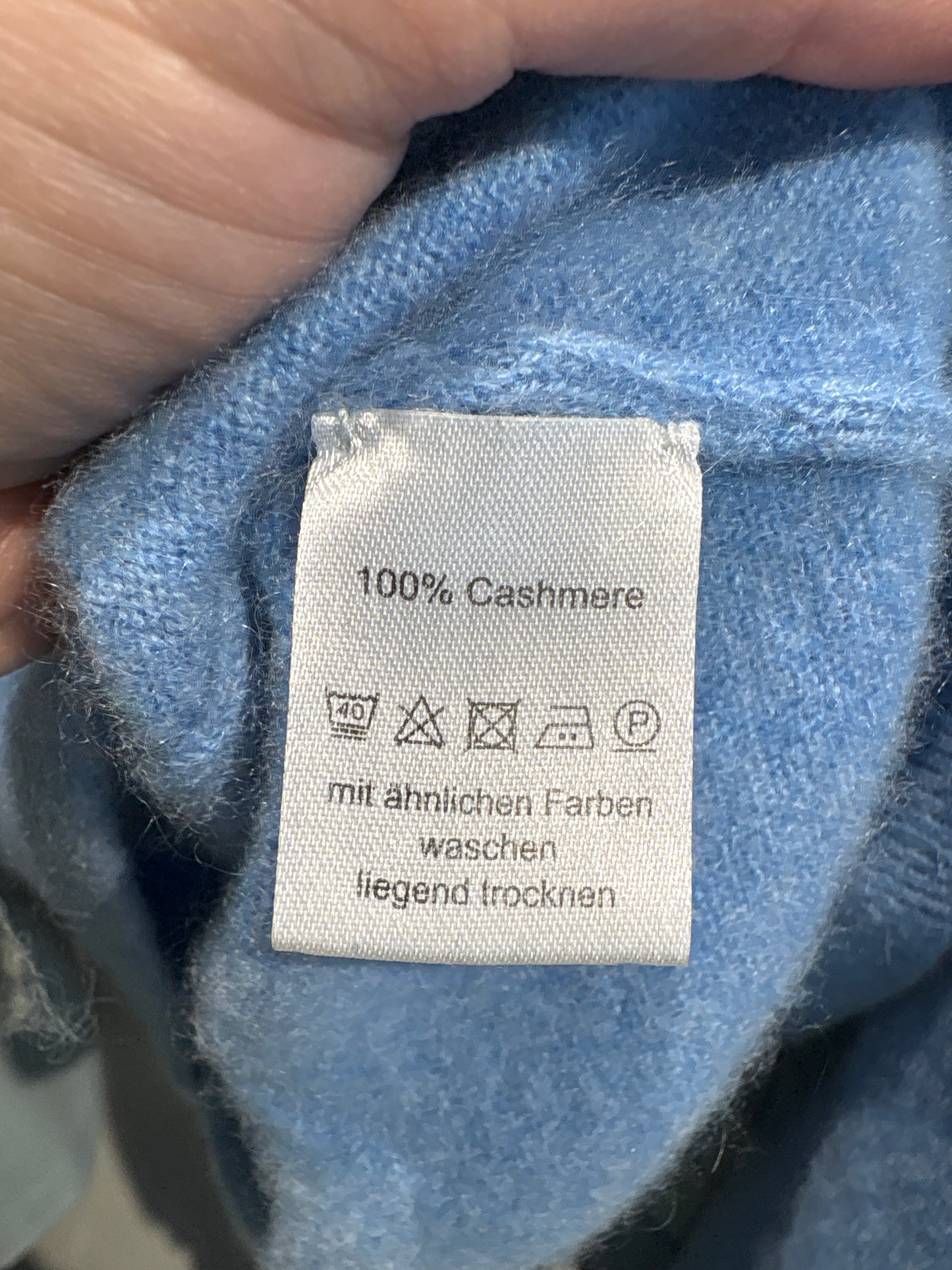 Pulover baby blue din cașmir multiply crew neck