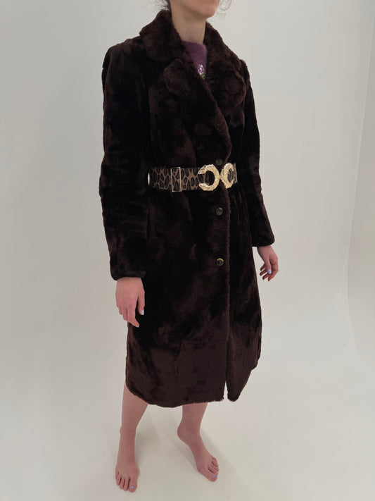 Blană naturală Mouton dark chocolate brown