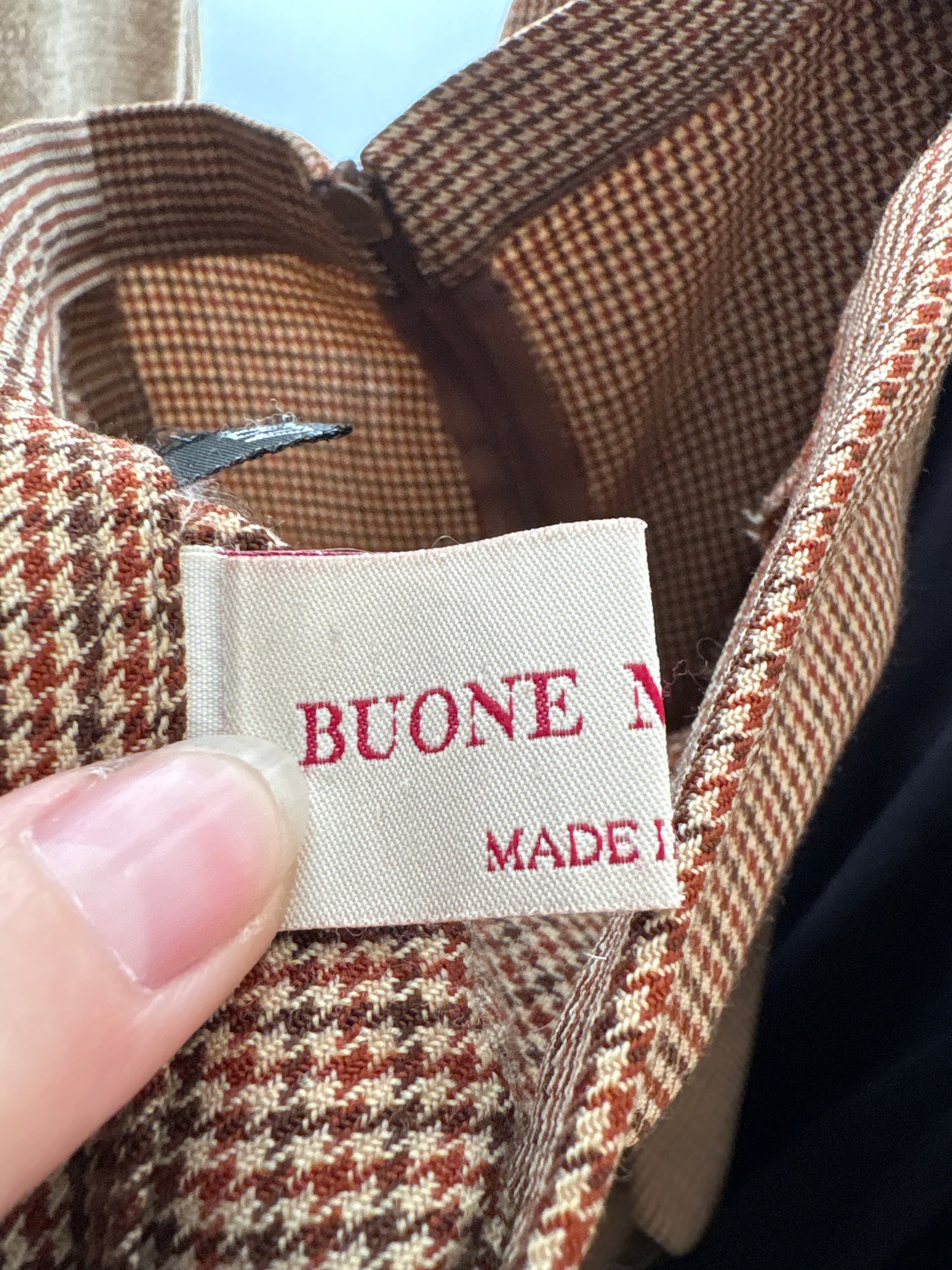 Pantaloni țigaretă camel de brand luxury italian cu print pied de coq