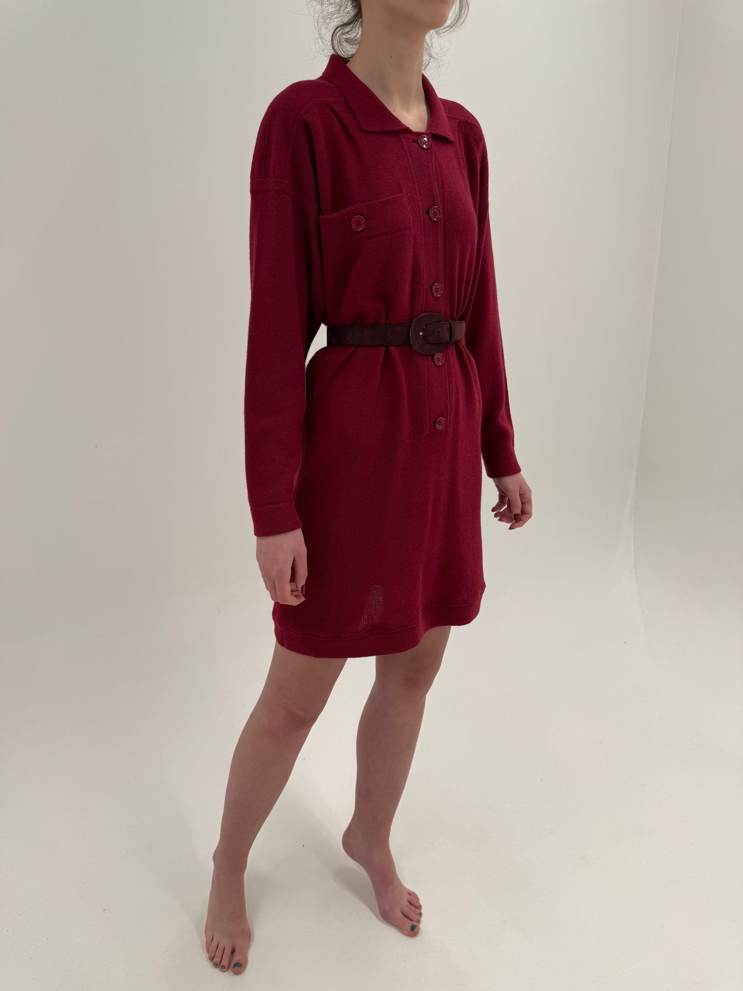 Rochie raspberry red din tricot plin de lana extrafina și Angora