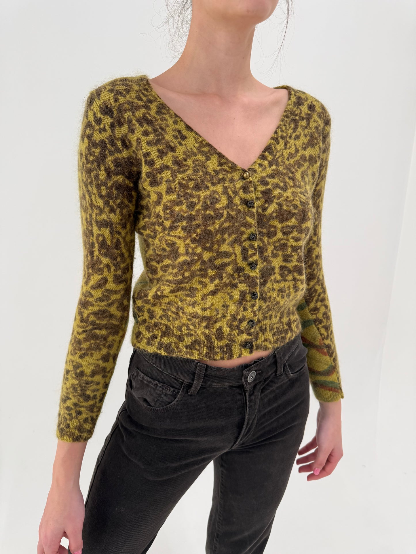 Cardigan Max Mara animal print stilizat în croi ușor cropped