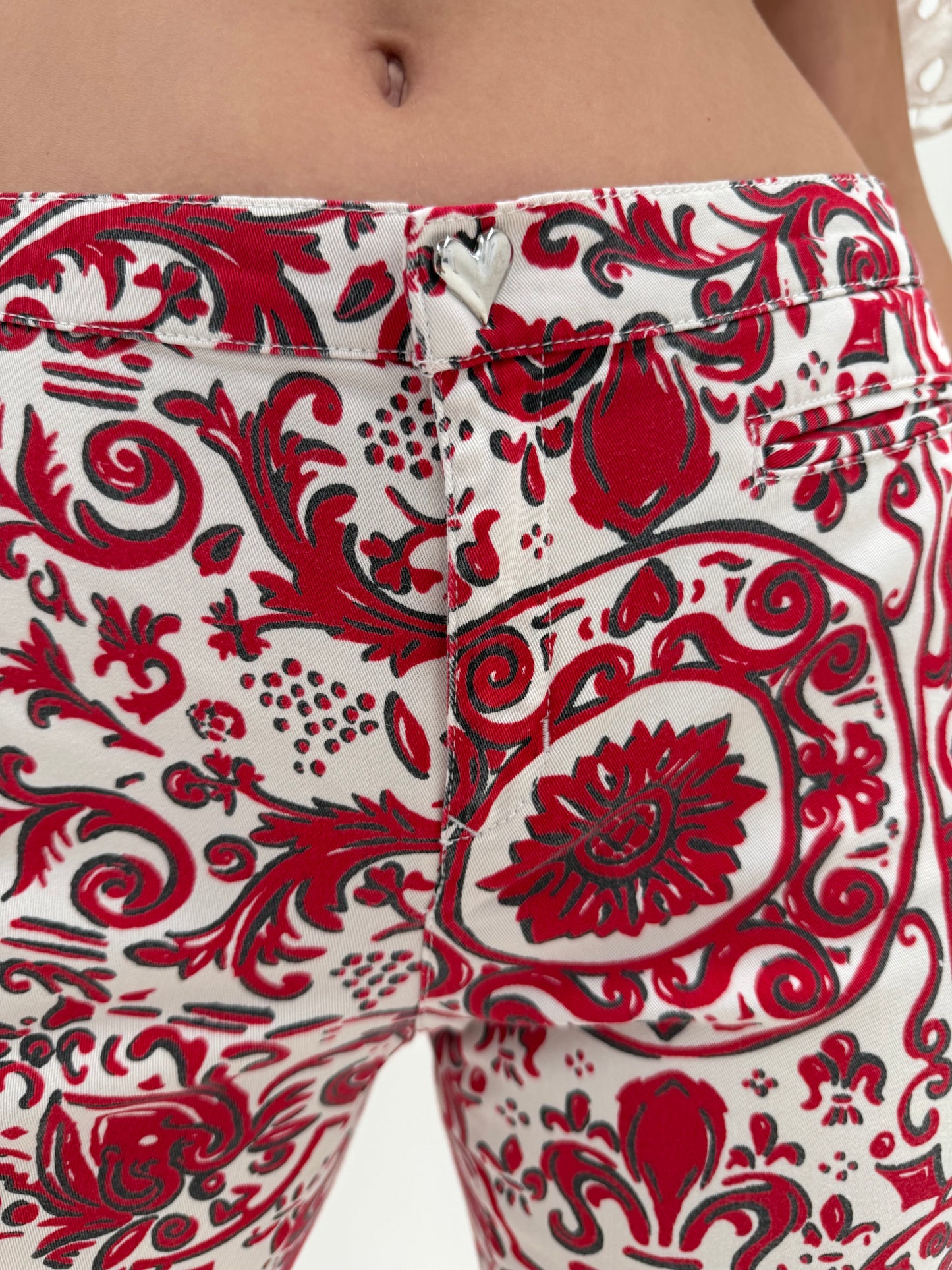 Pantaloni evazați Moschino ultra confort modelatori din bumbcav cu print burgundy