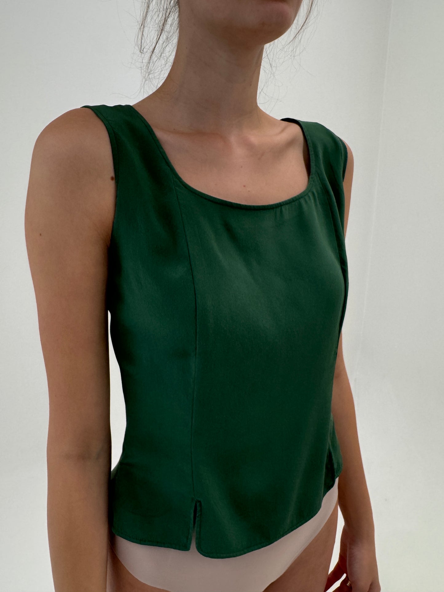 Corsaj din mătase naturală dark green