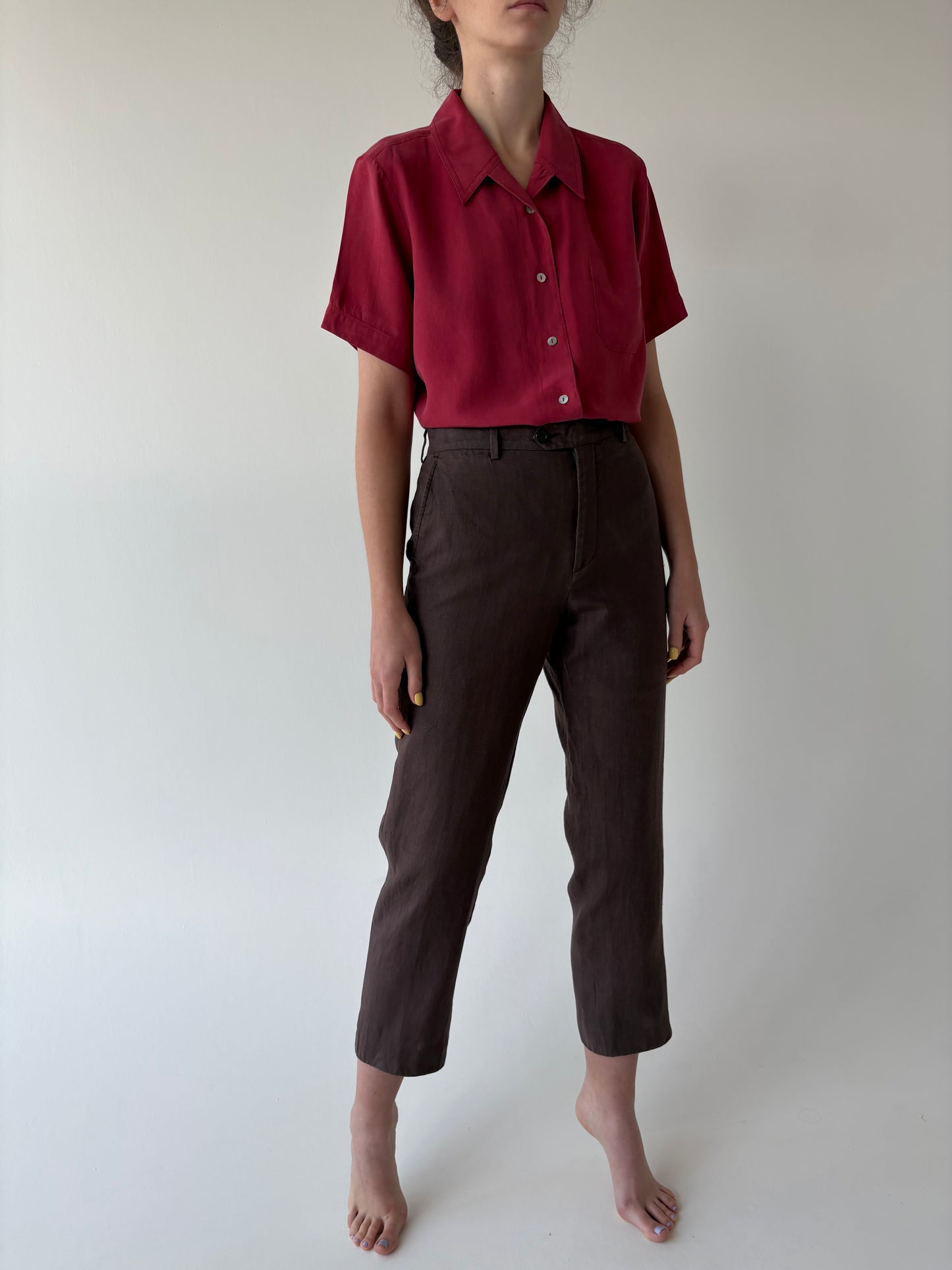 Costum chocolate brown din in in croi actual