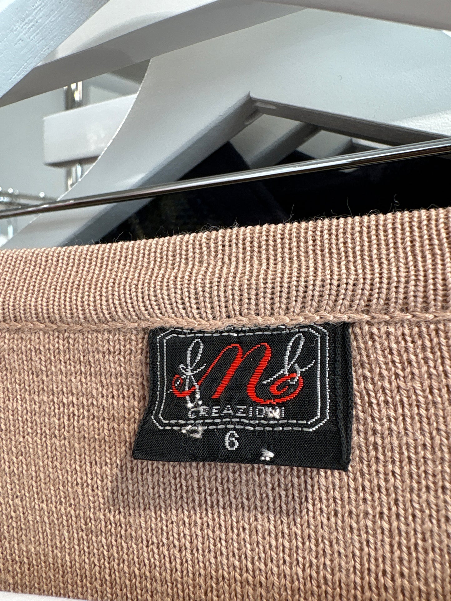 Cardigan vintage camel petite din lana merino extrafina de gramaj mare