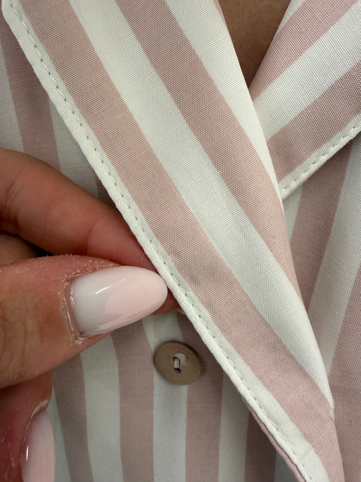 Set vintage super vaporos de vară cu dungi fine dusty powder Pink