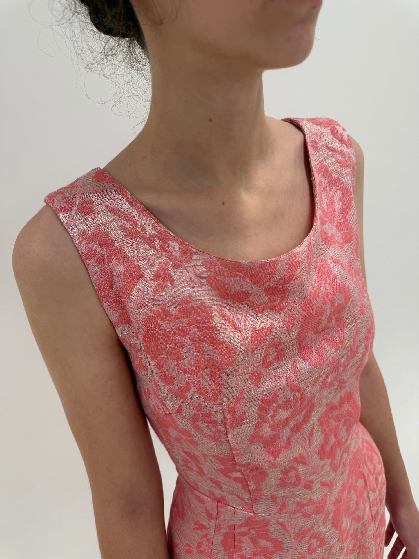 Rochie Old vintage early 60s din jacquard de mătase naturală