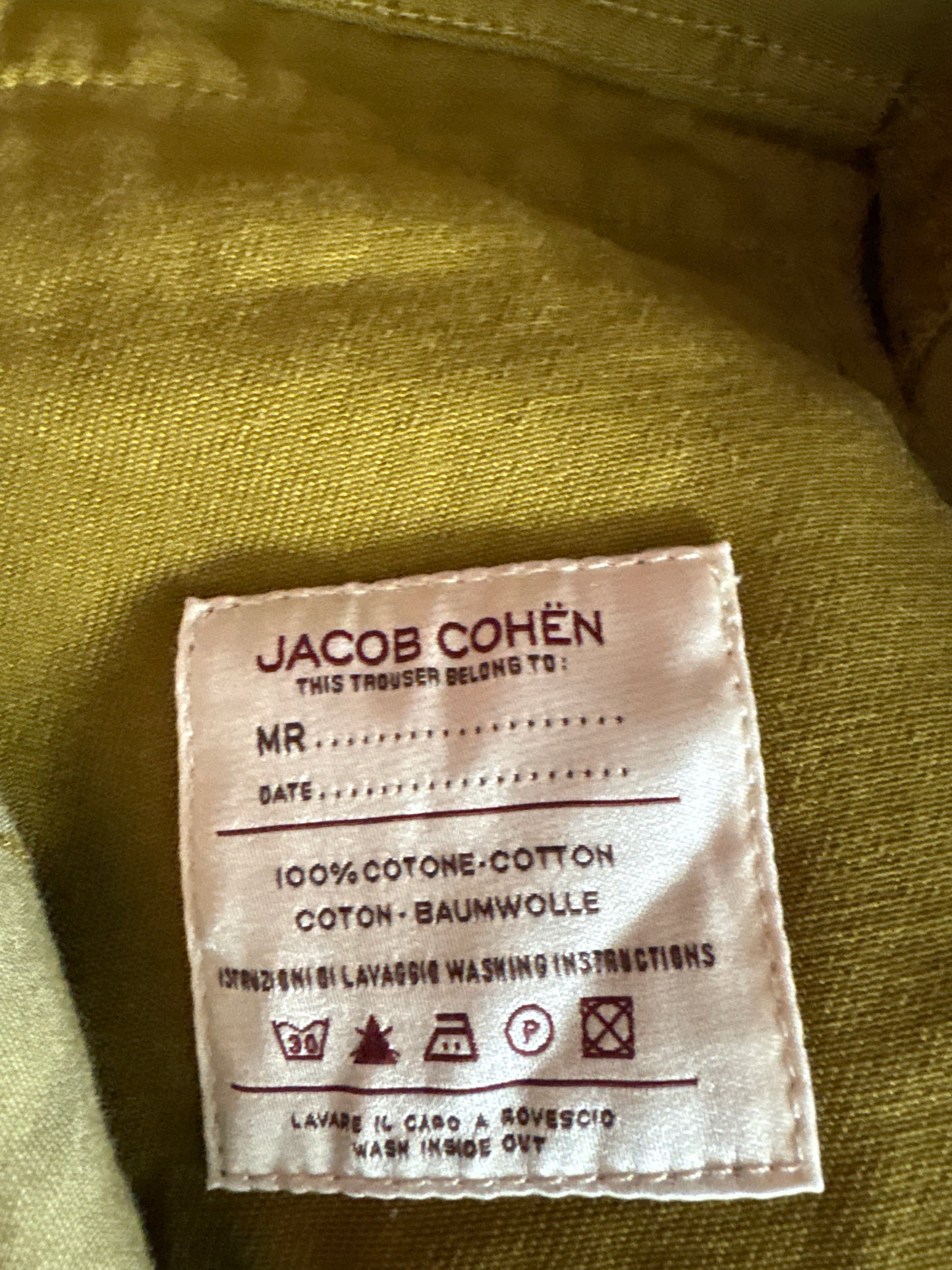 Jeans de brand luxury Jacob Cohen straight leg seaweed green