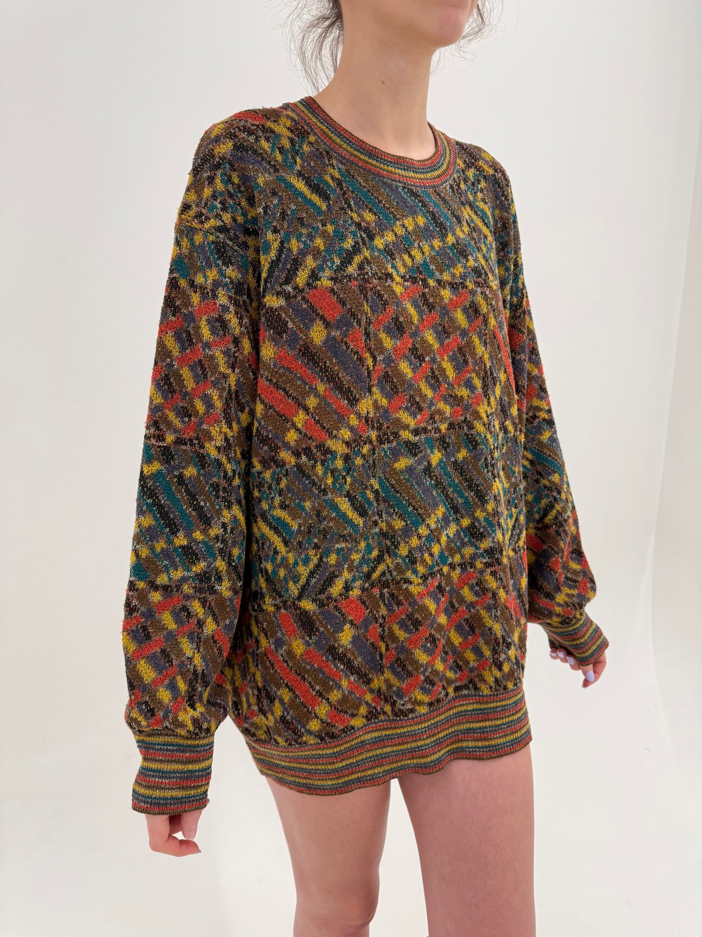 Pulover luxury Misssoni vintage din tricot specific brandului în culori superbe