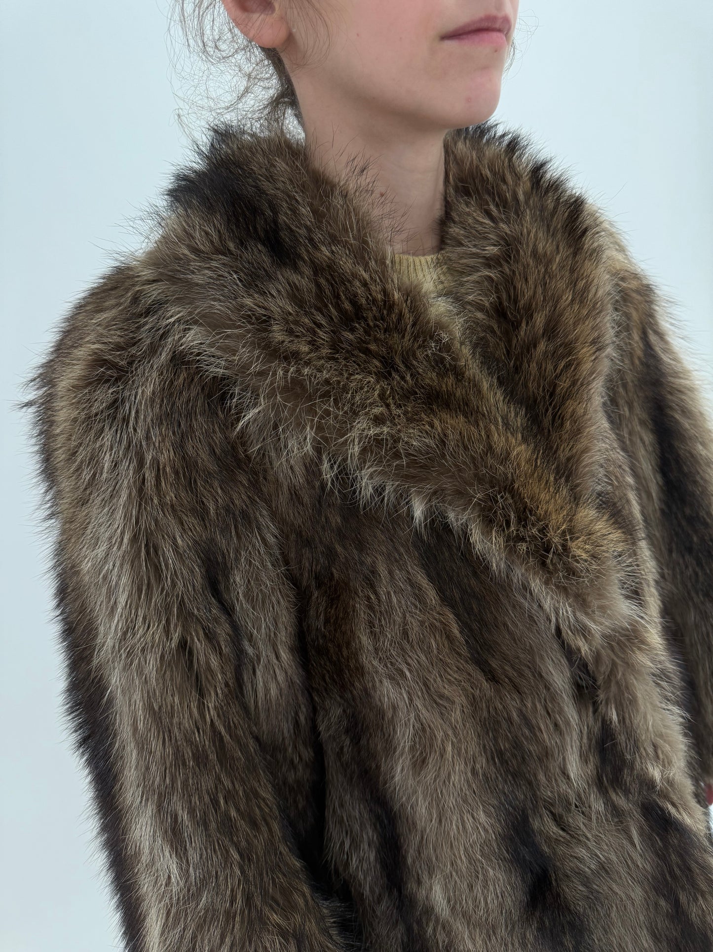 Blană naturală de muskrat cu fir lung