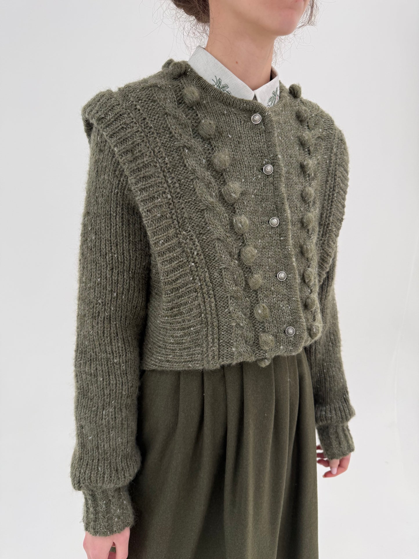 Jacheta vintage super groasă din lana și mohair cu aplicații 3D