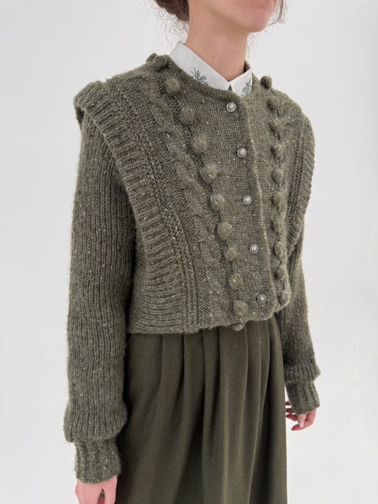 Jacheta vintage super groasă din lana și mohair cu aplicații 3D