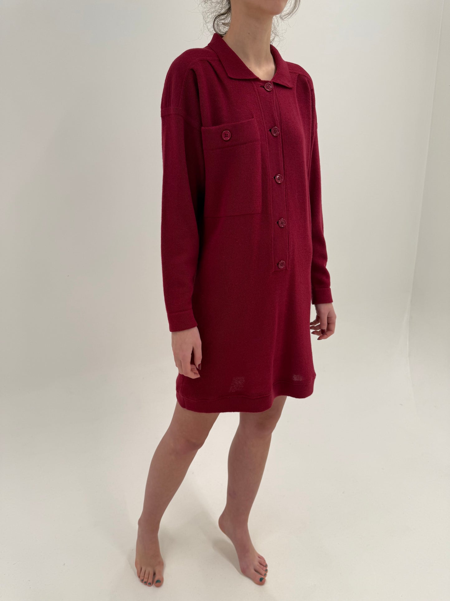 Rochie raspberry red din tricot plin de lana extrafina și Angora