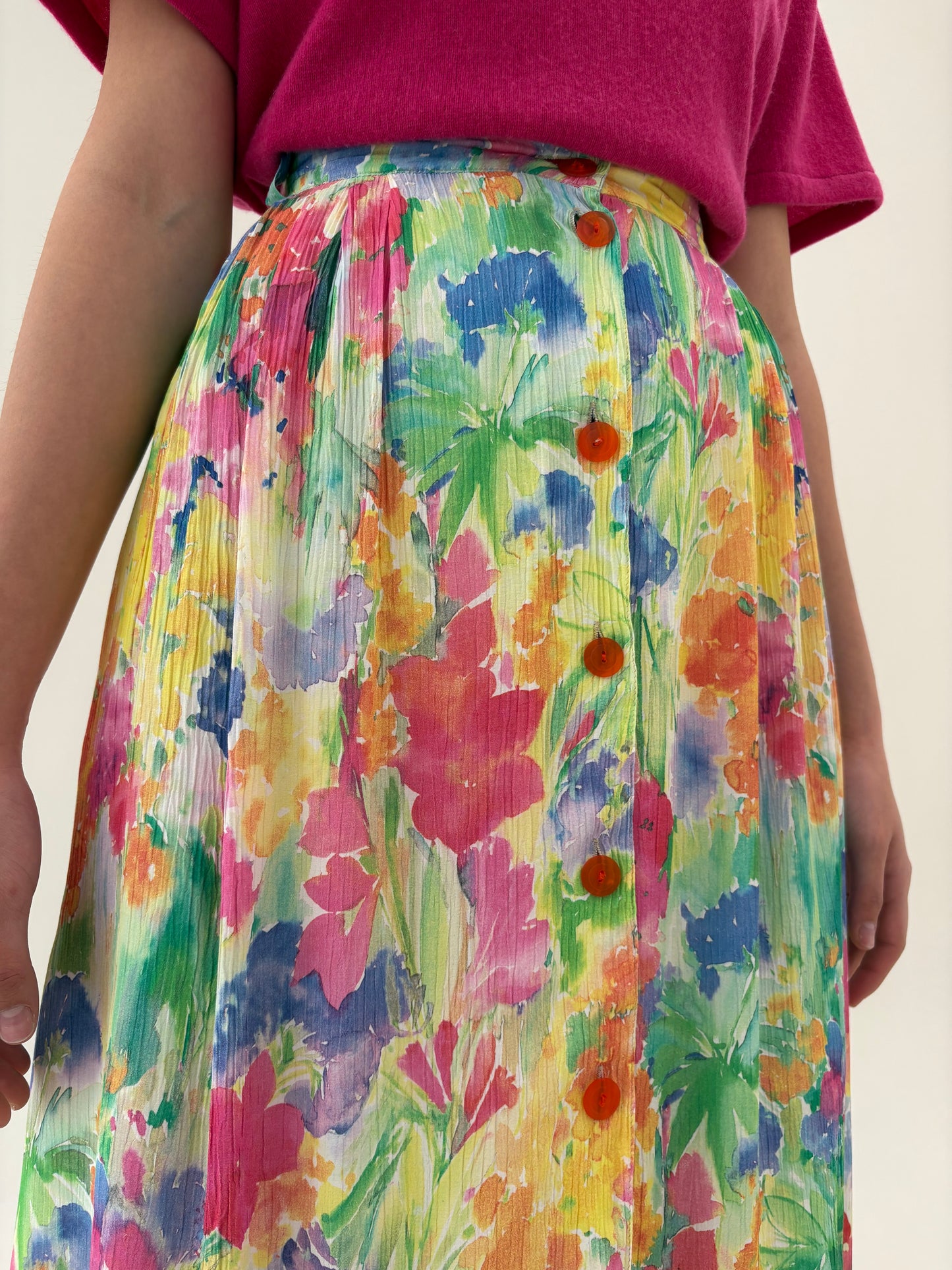 Fusta vintage maxi in culori superbe din material natural no iron