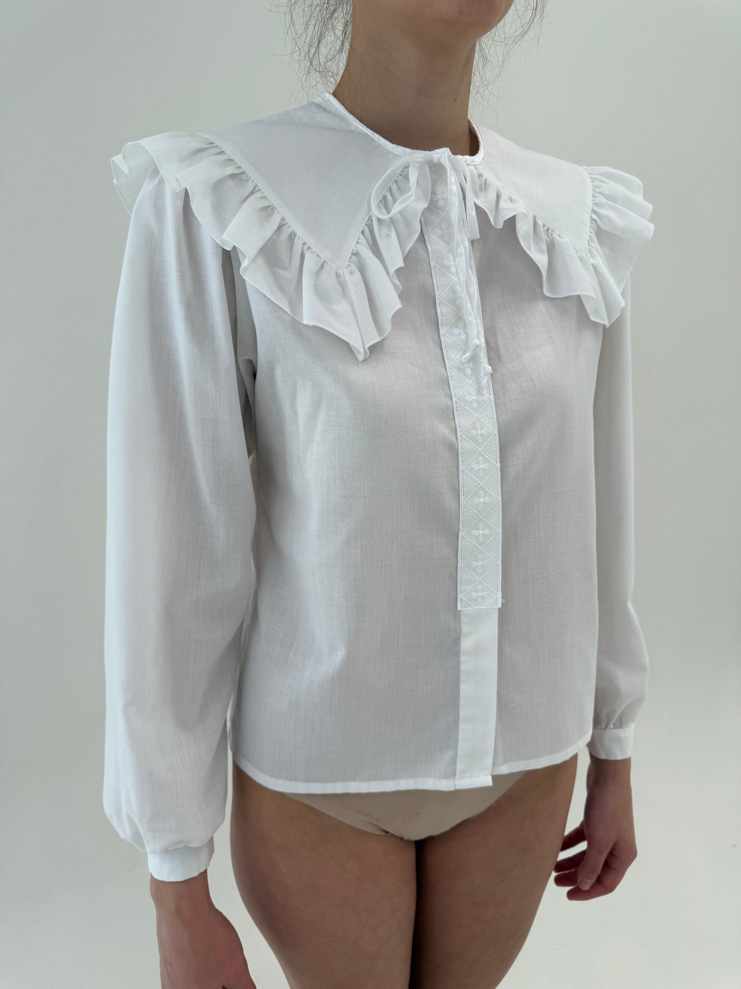 Cămașa vintage din poplin de bumbac cu guler supradimensionat