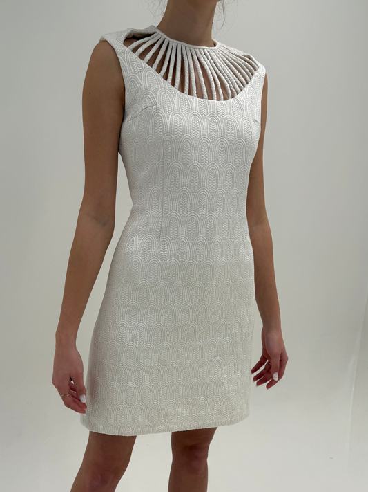 Rochie vintage din silk blend matelassé în croi ultra chic