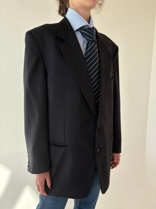 Sacou italian Navy blue din lana extrafina pura virgină