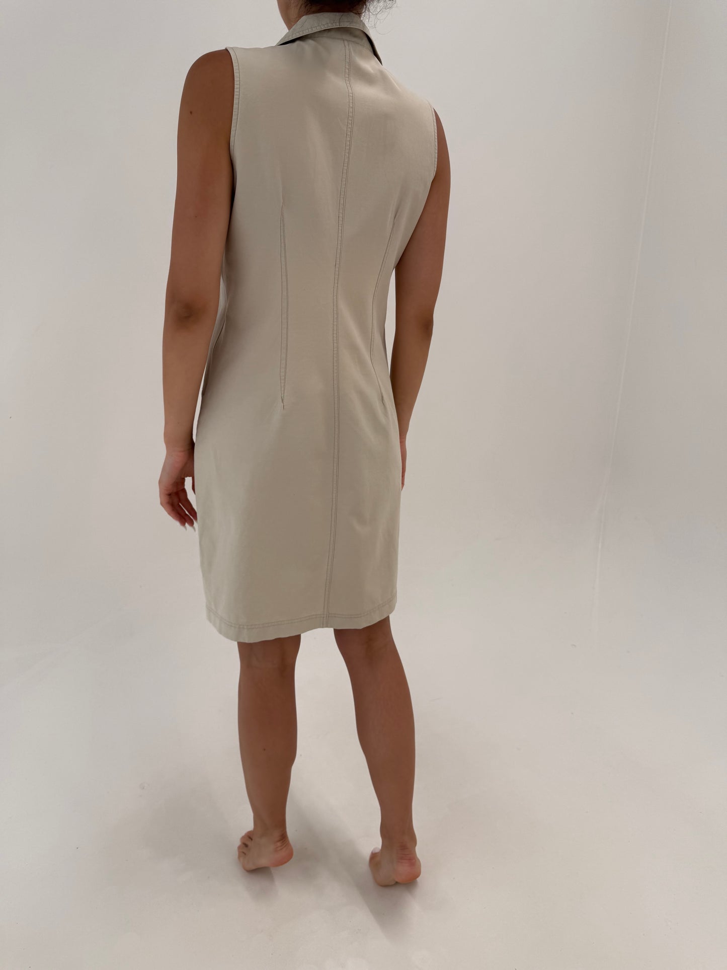 Rochie luxury Trussardi cu influențe casual din canvas sand nude