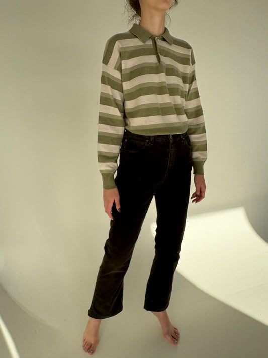 Pantaloni vintage dark forest green din corduroy modelator