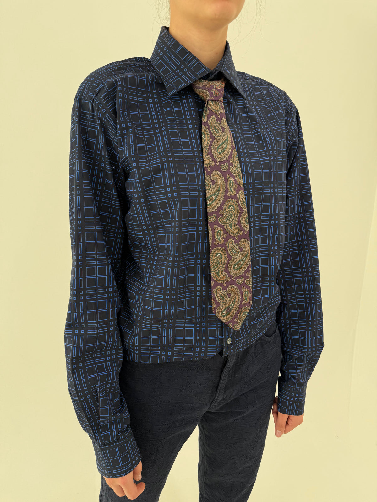 Cravata Chanel din mătase naturală old vintage anii 80 cu print paisley