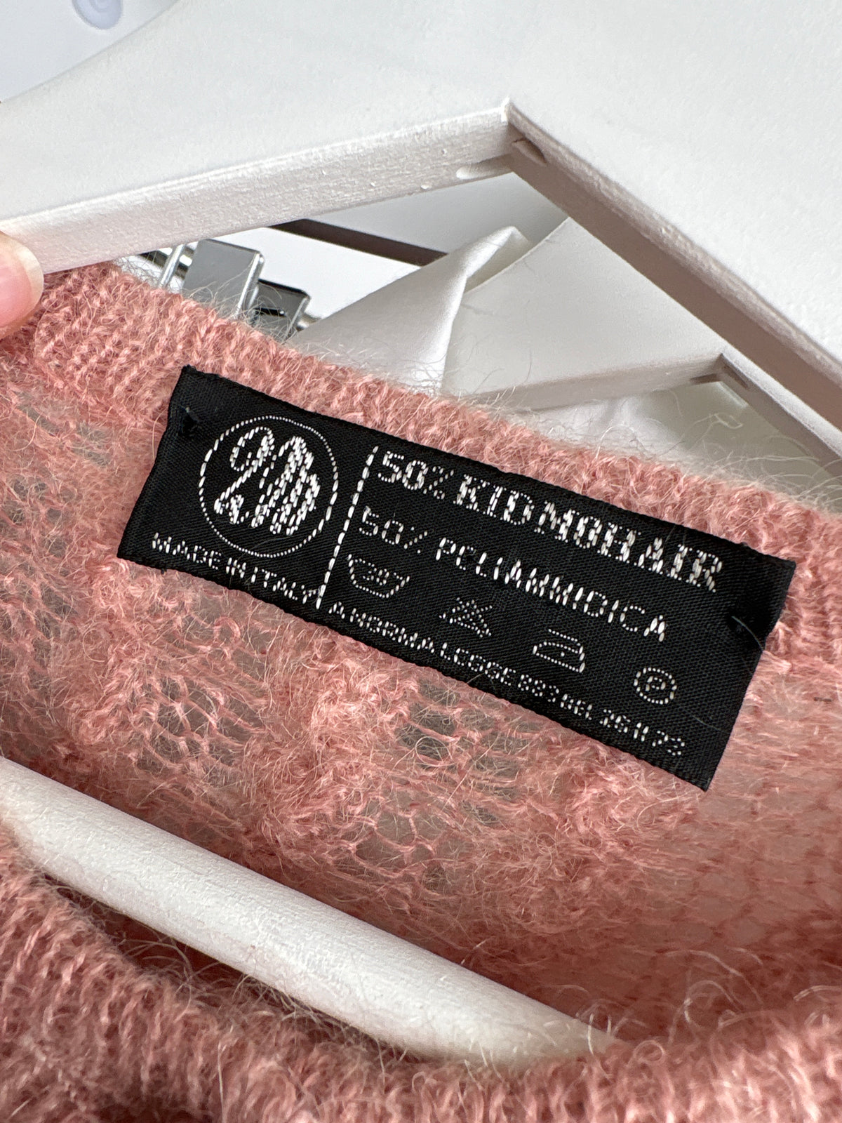 Cardigan vintage din mix de baby mohair dusty powder pink