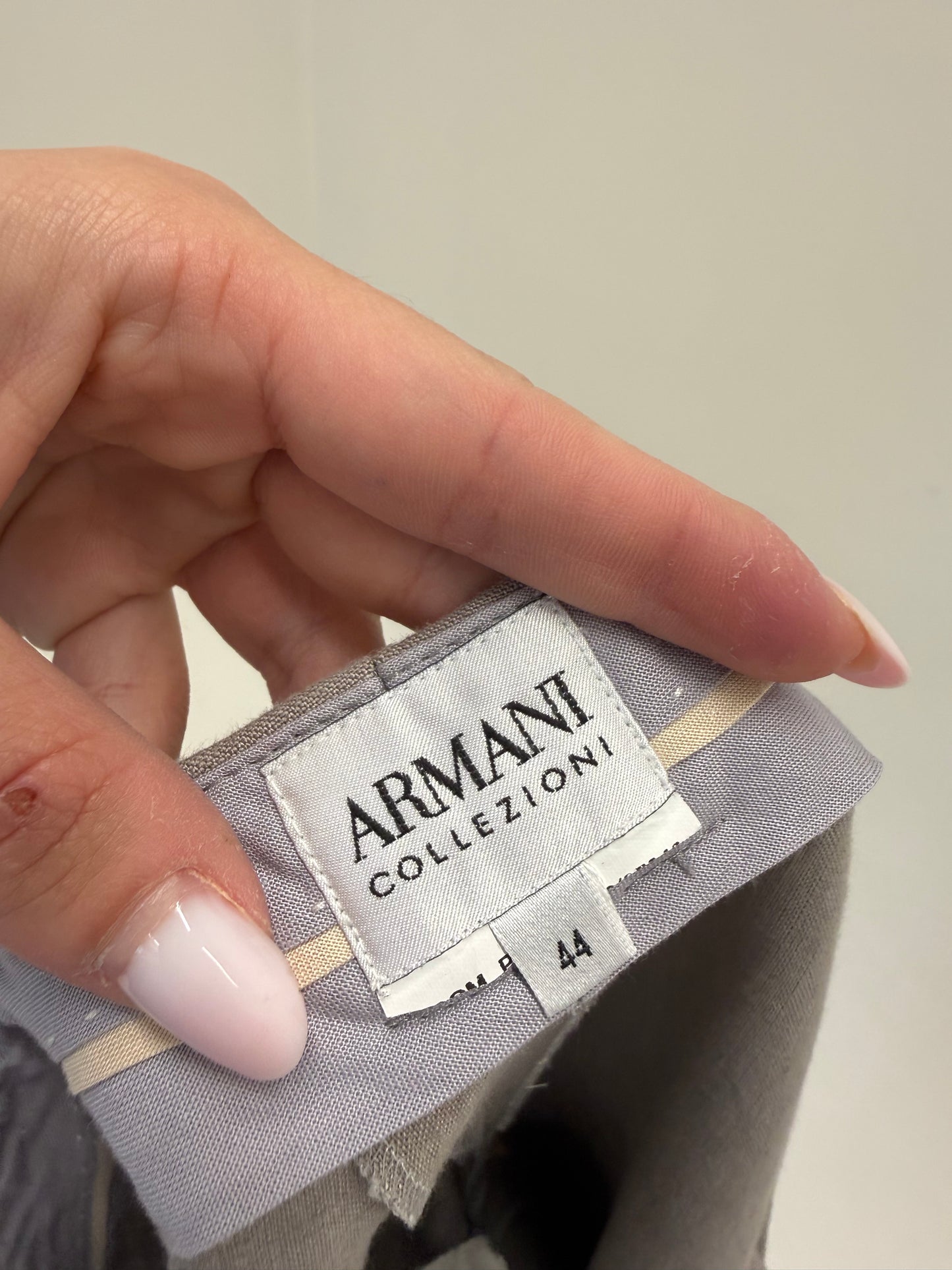 Pantaloni ultra luxury Armani palazzo petite warm gray din in excepțional