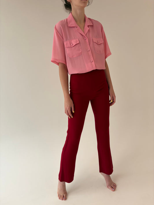 Pantaloni business dark cherry italienești de vară