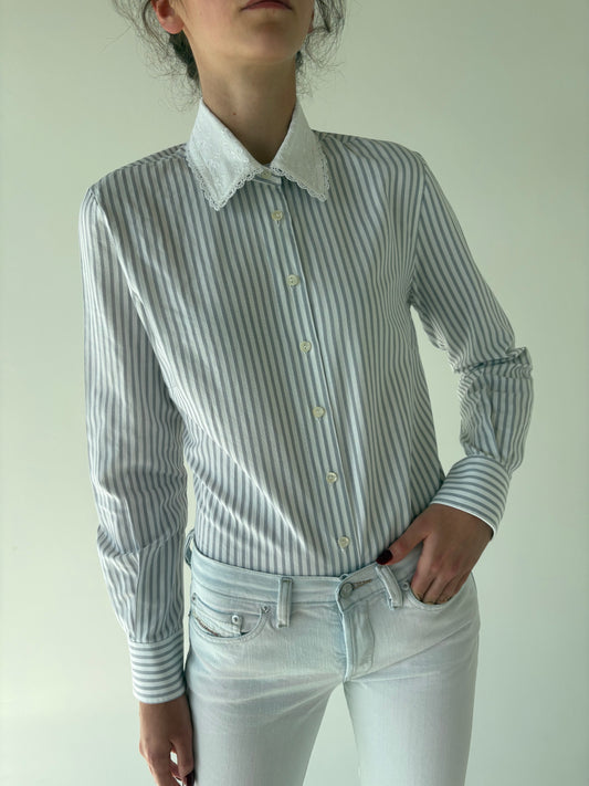 Cămașa vintage din poplin excepțional de bumbac texturat