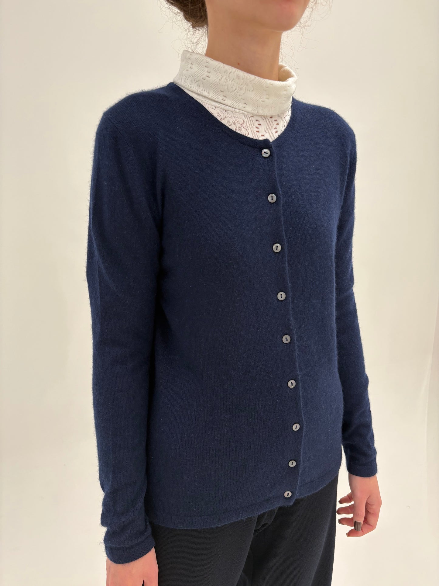 Cardigan din cașmir și mătase naturală Navy blue