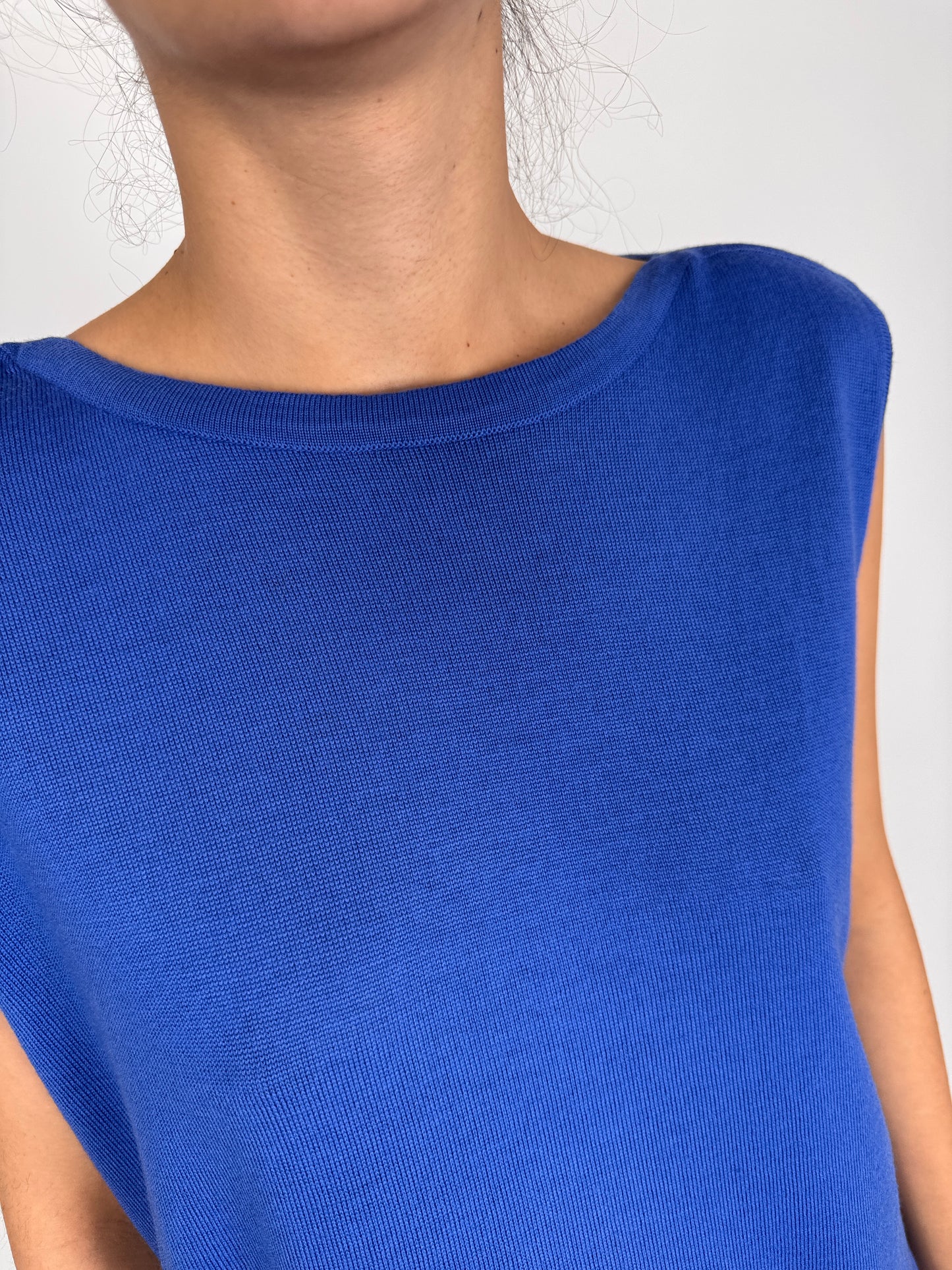 Top lapis blue din lana merino extrafina