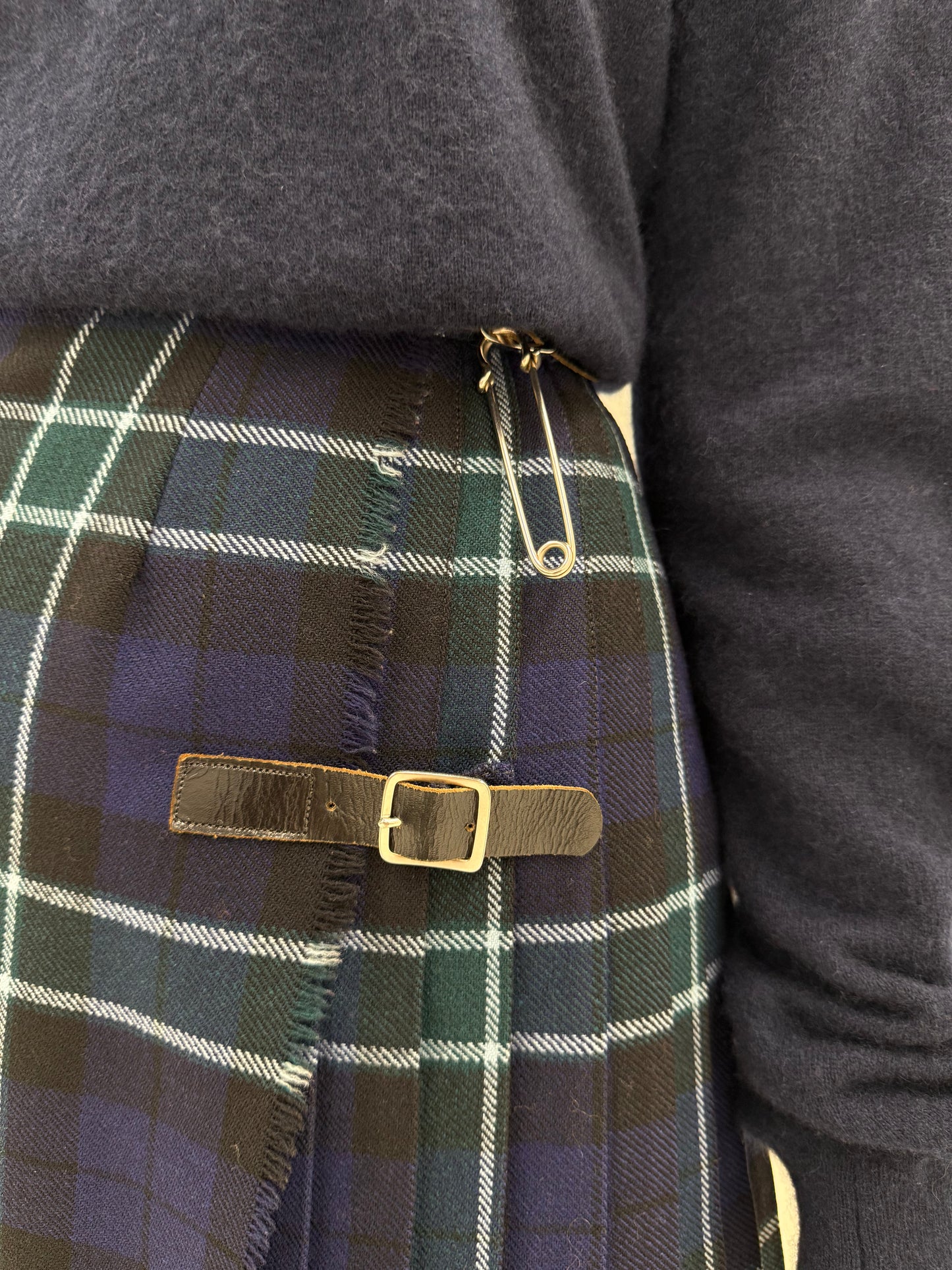 Fustă plisata din Tartan de lana în combinație clasică de culori