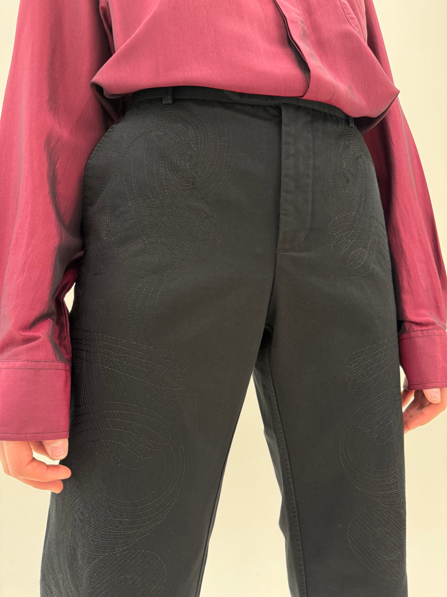 Pantaloni Roberto Cavalli chinos negri din bumbac premium