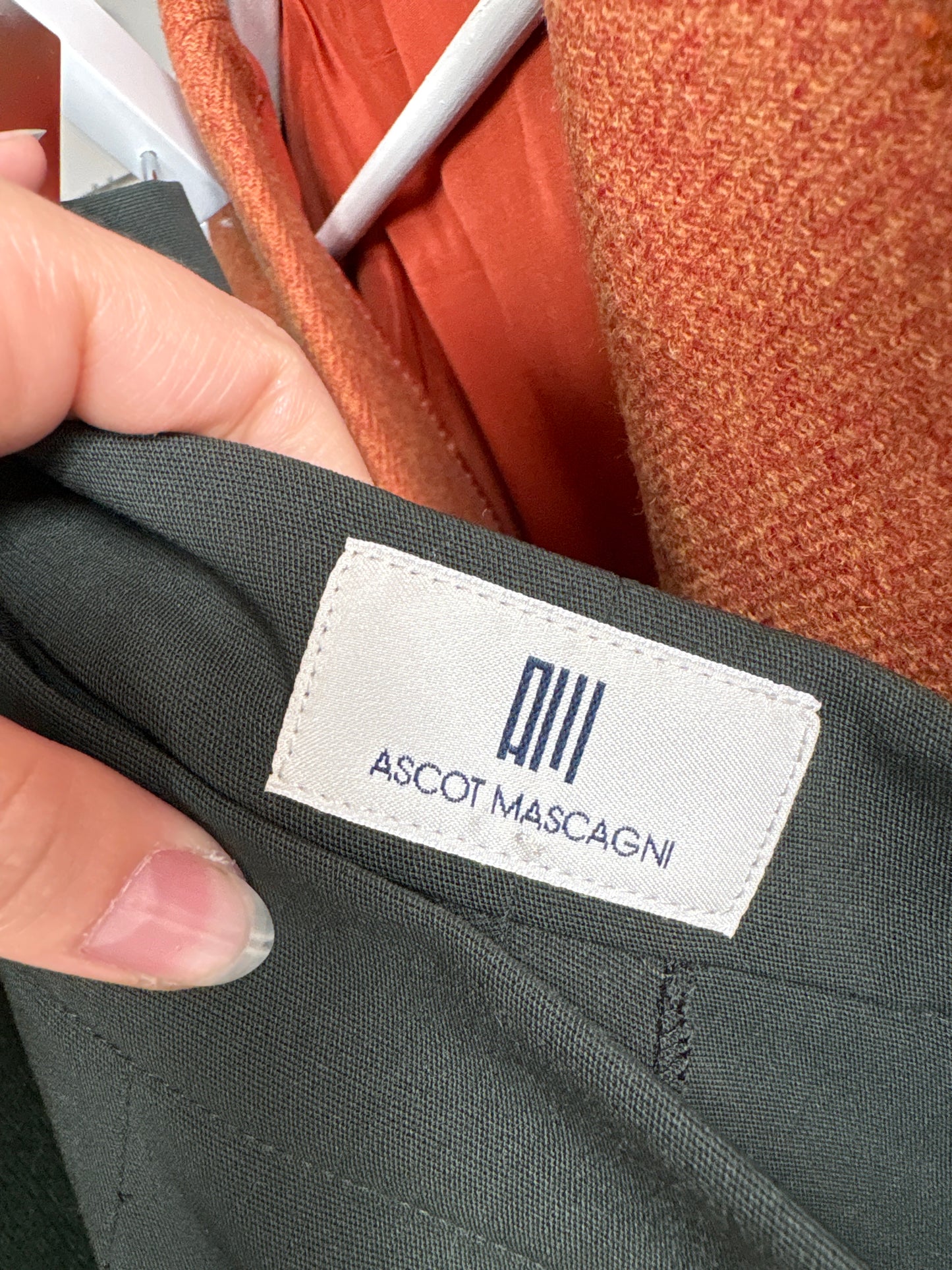 Pantaloni high end forest green din stofă de lana ultra confort strech