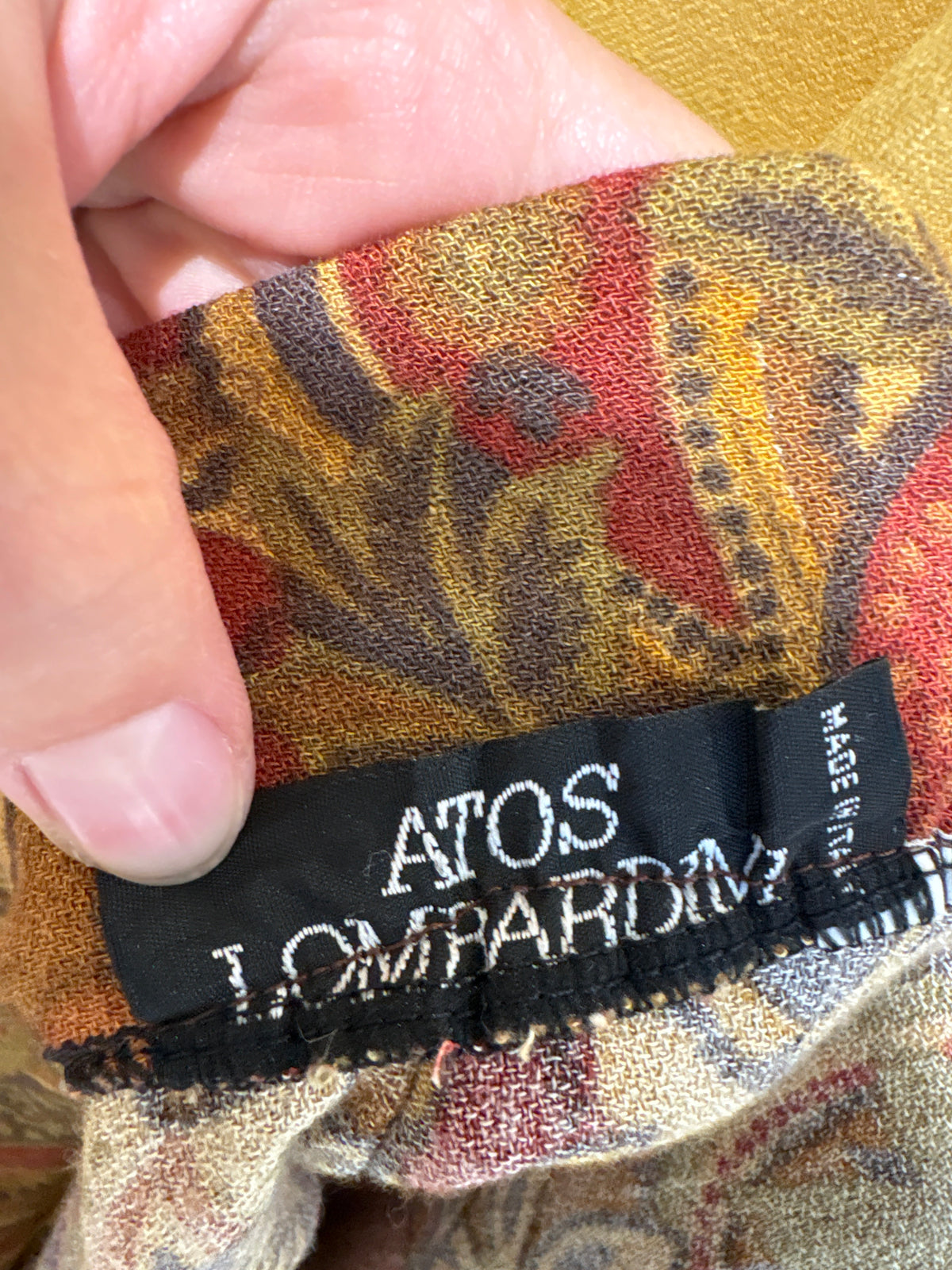Fustă plisată vintage italiană din lana extrafina cu print superb și talie ultra înaltă