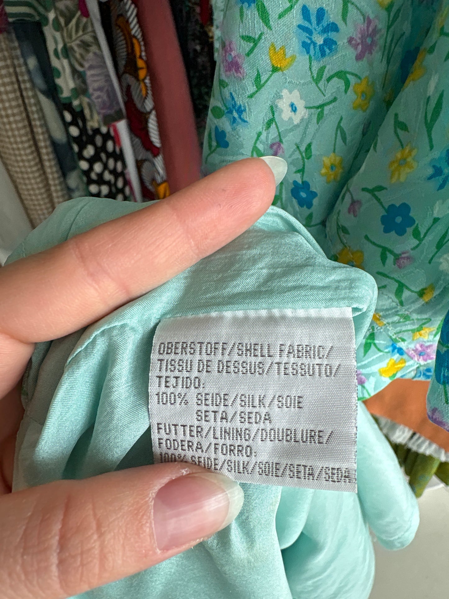 Rochie vintage mint green din mătase naturală superbă cu buzunare în croi flatant