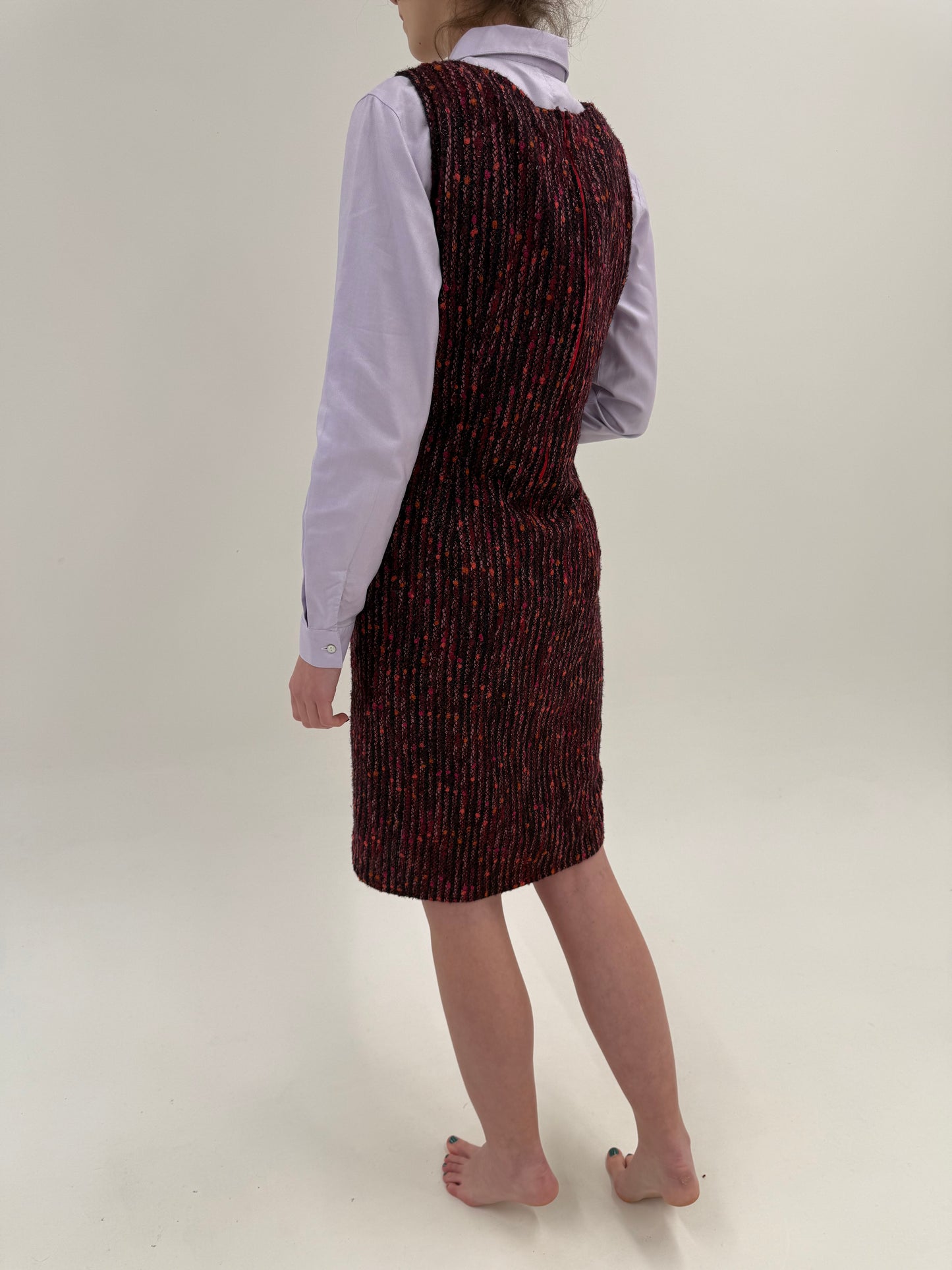 Sarafan în stil Chanel din tweed gros de lana în culori superbe