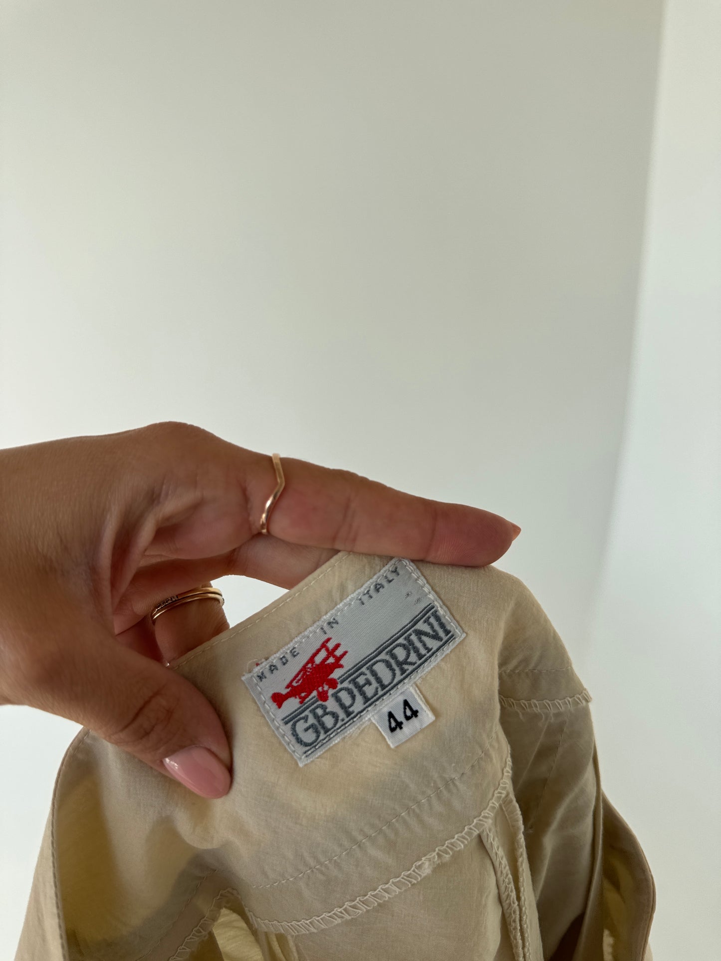 Fustă vintage extrem de amplă light nude din bumbac cu talie ultra marcată